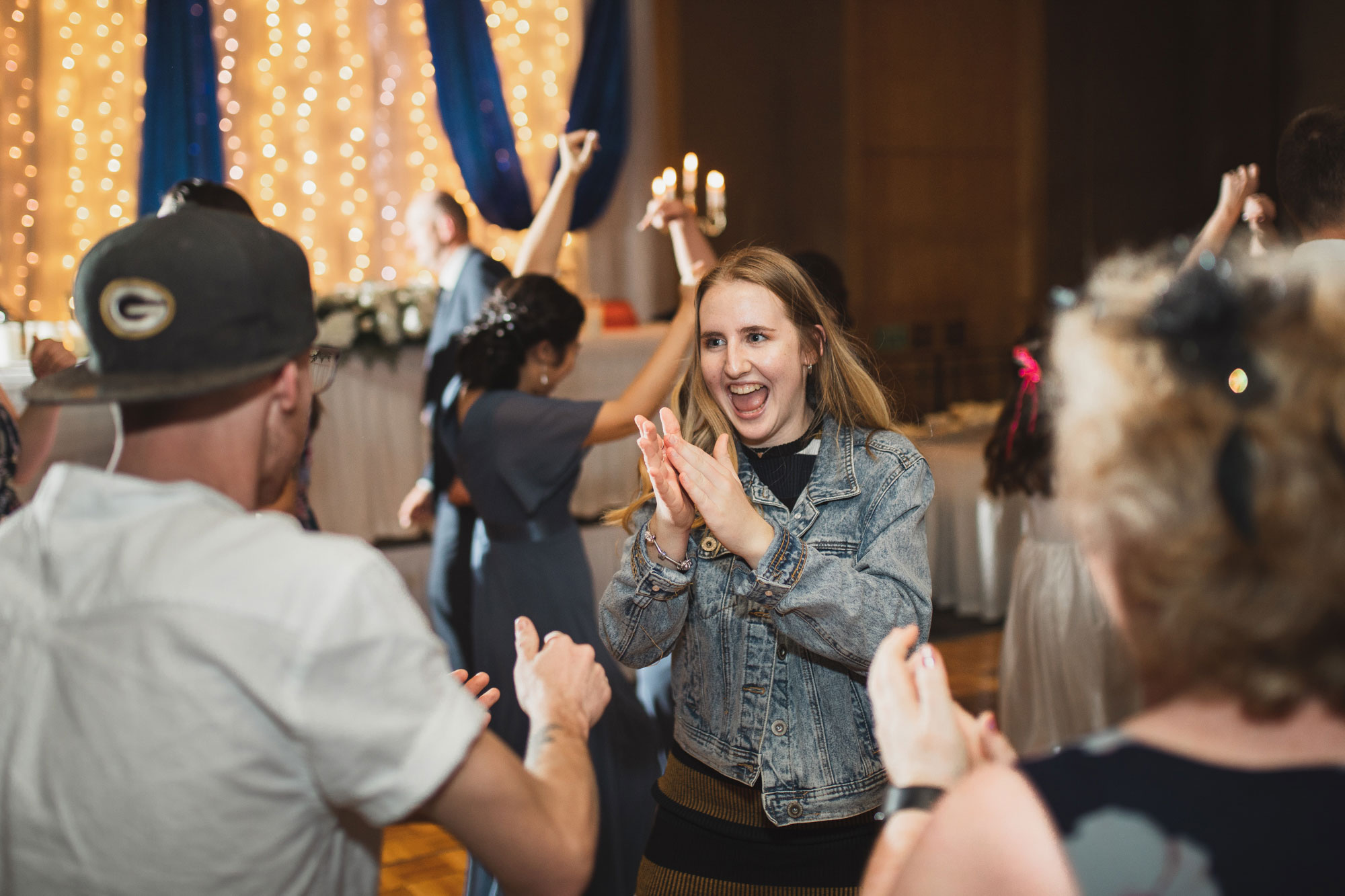 wedding guests partying