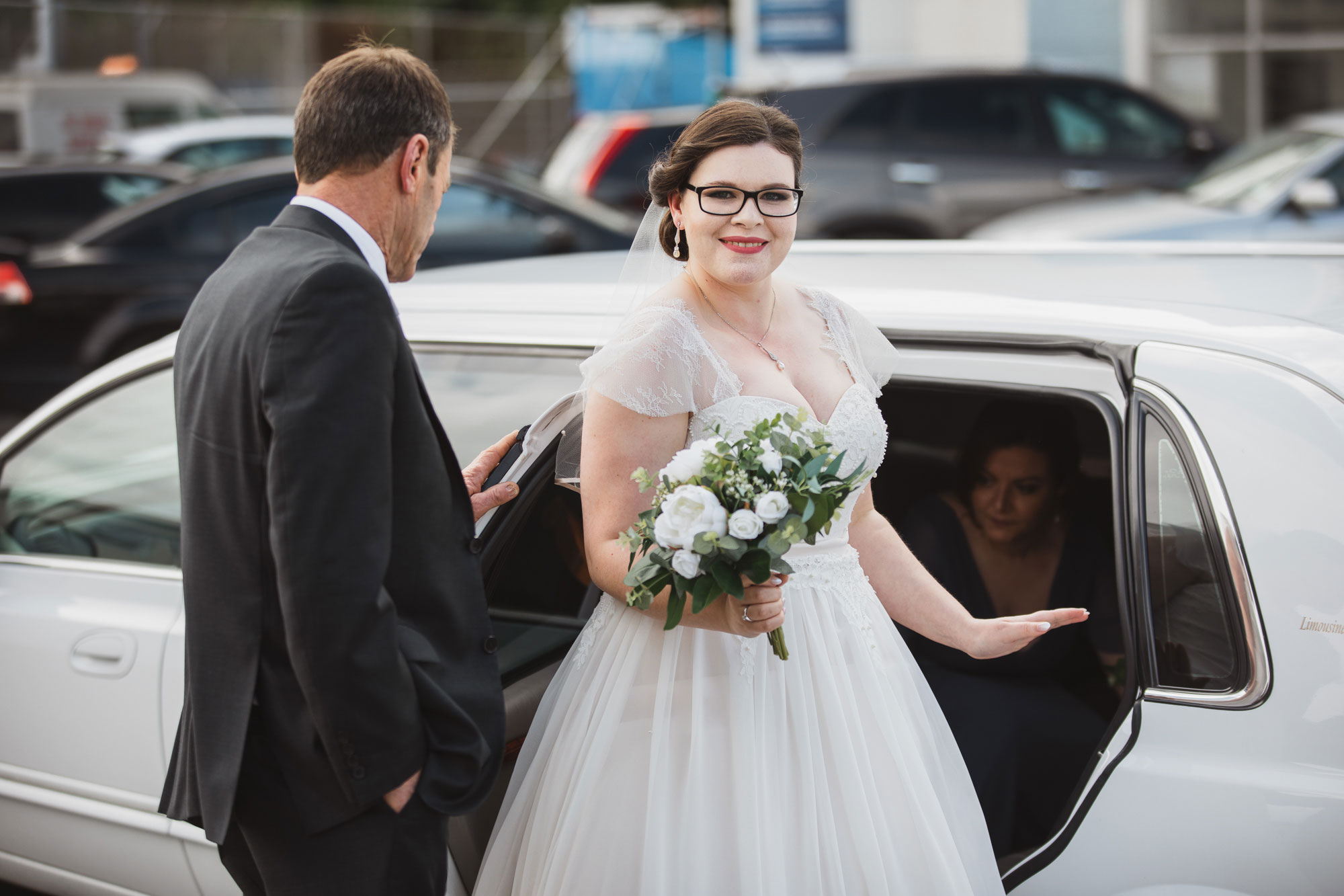 bride arriving at the church