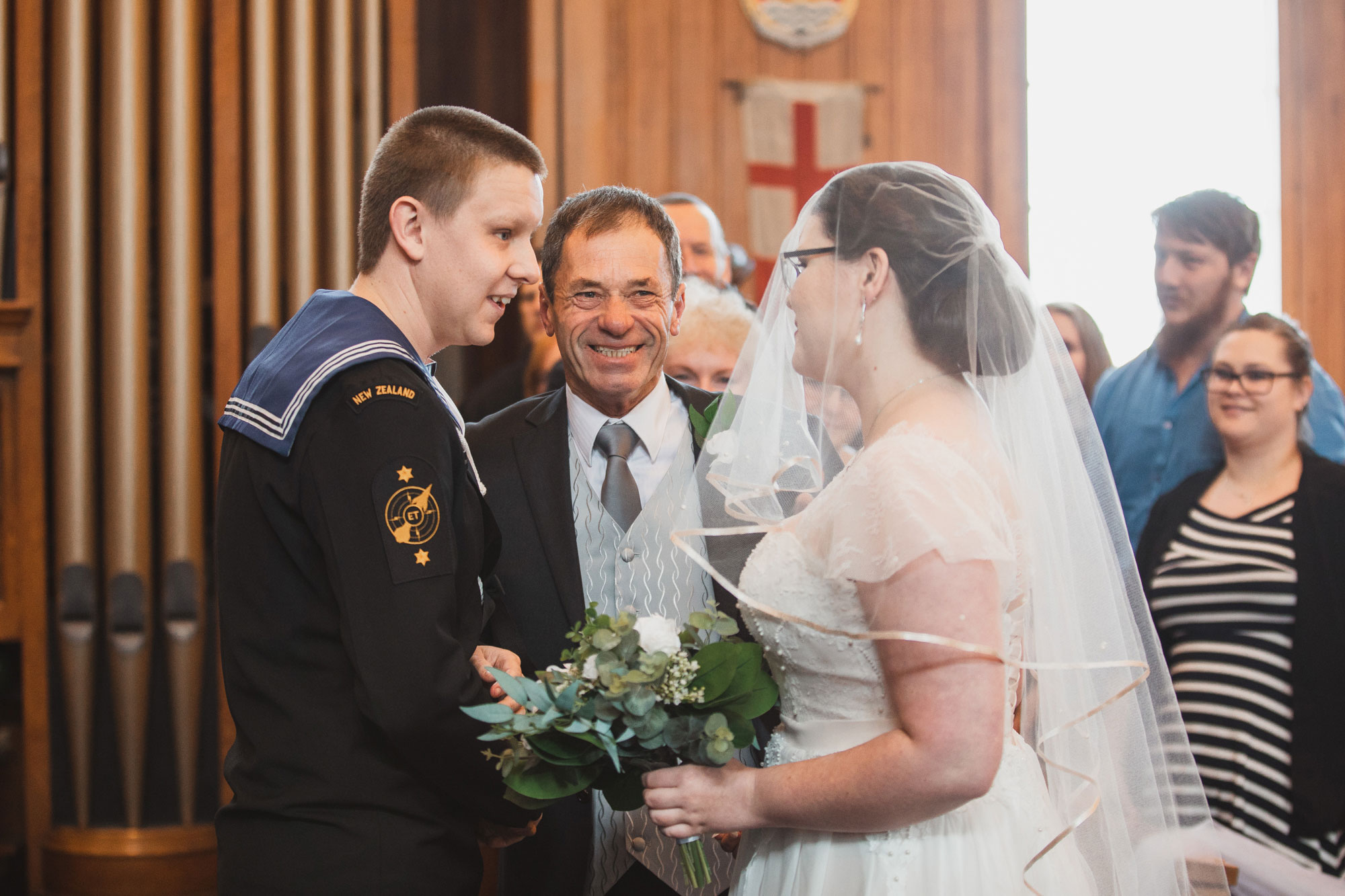 bride's father giving her away