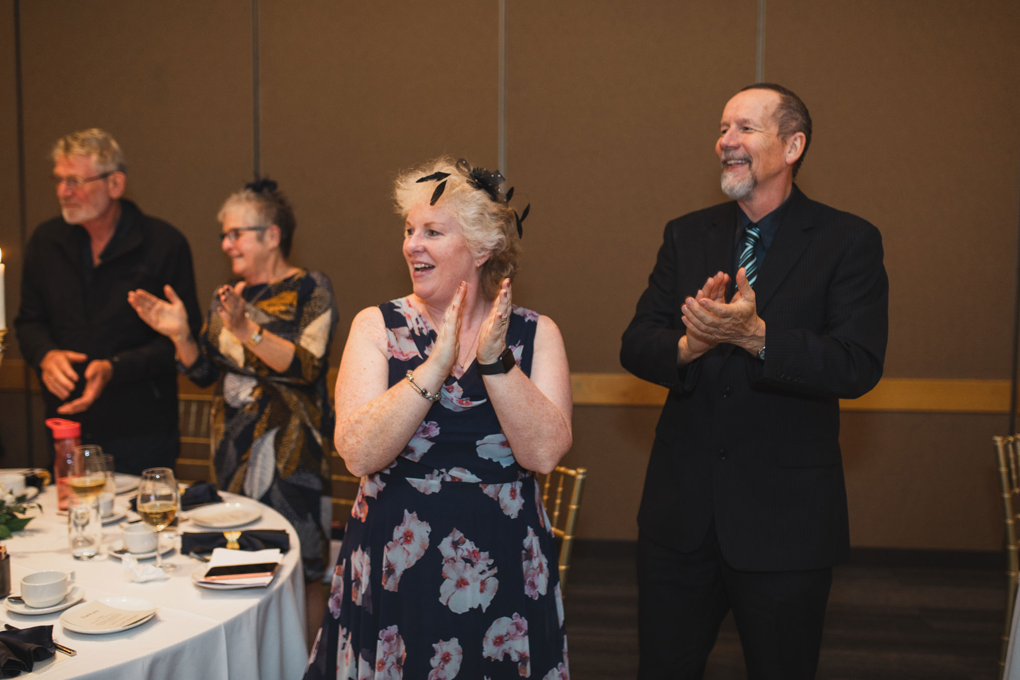 family at the wedding reception