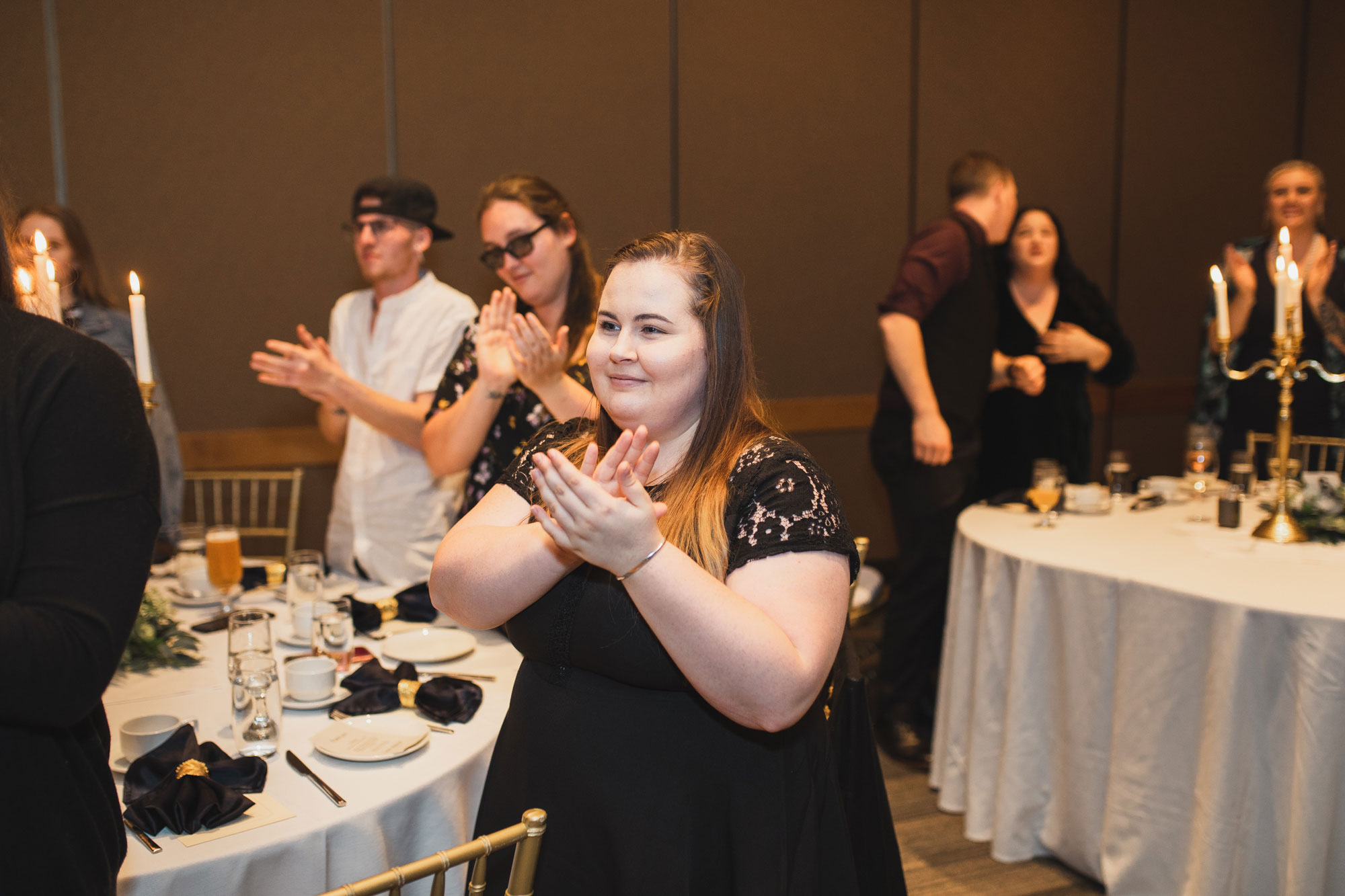 wedding guests cheering