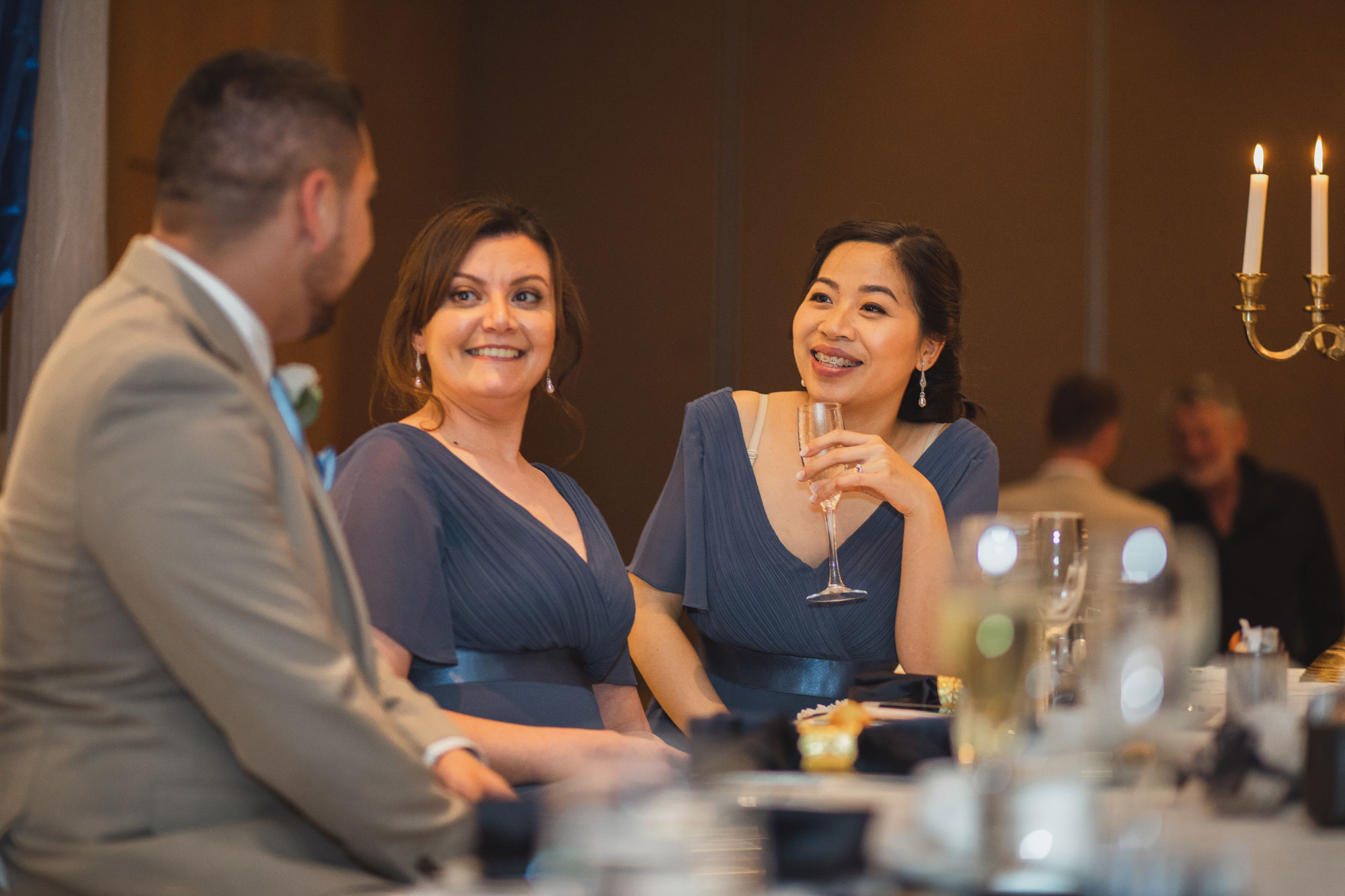 bridal party having a good time