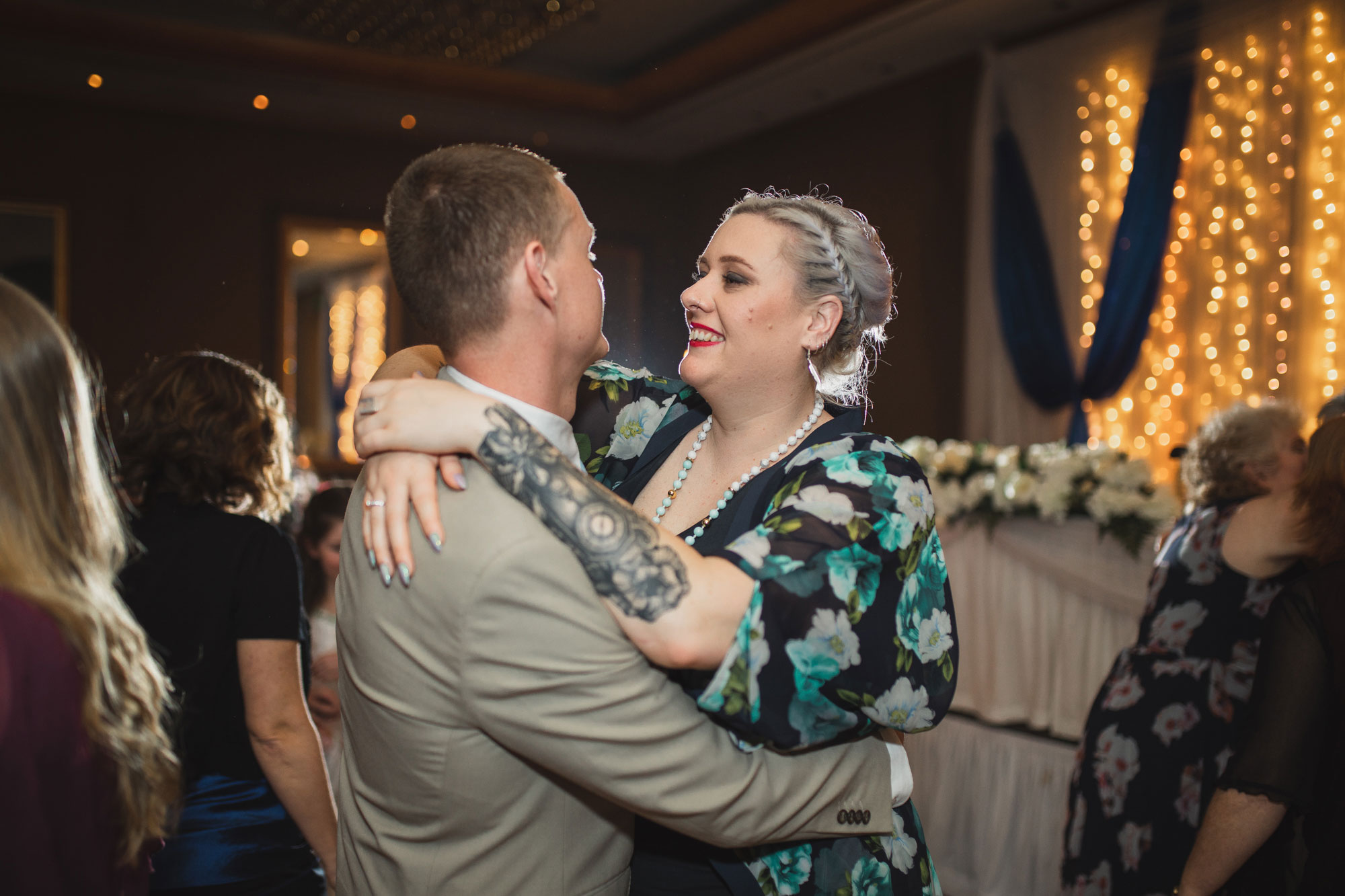 wedding guests dancing