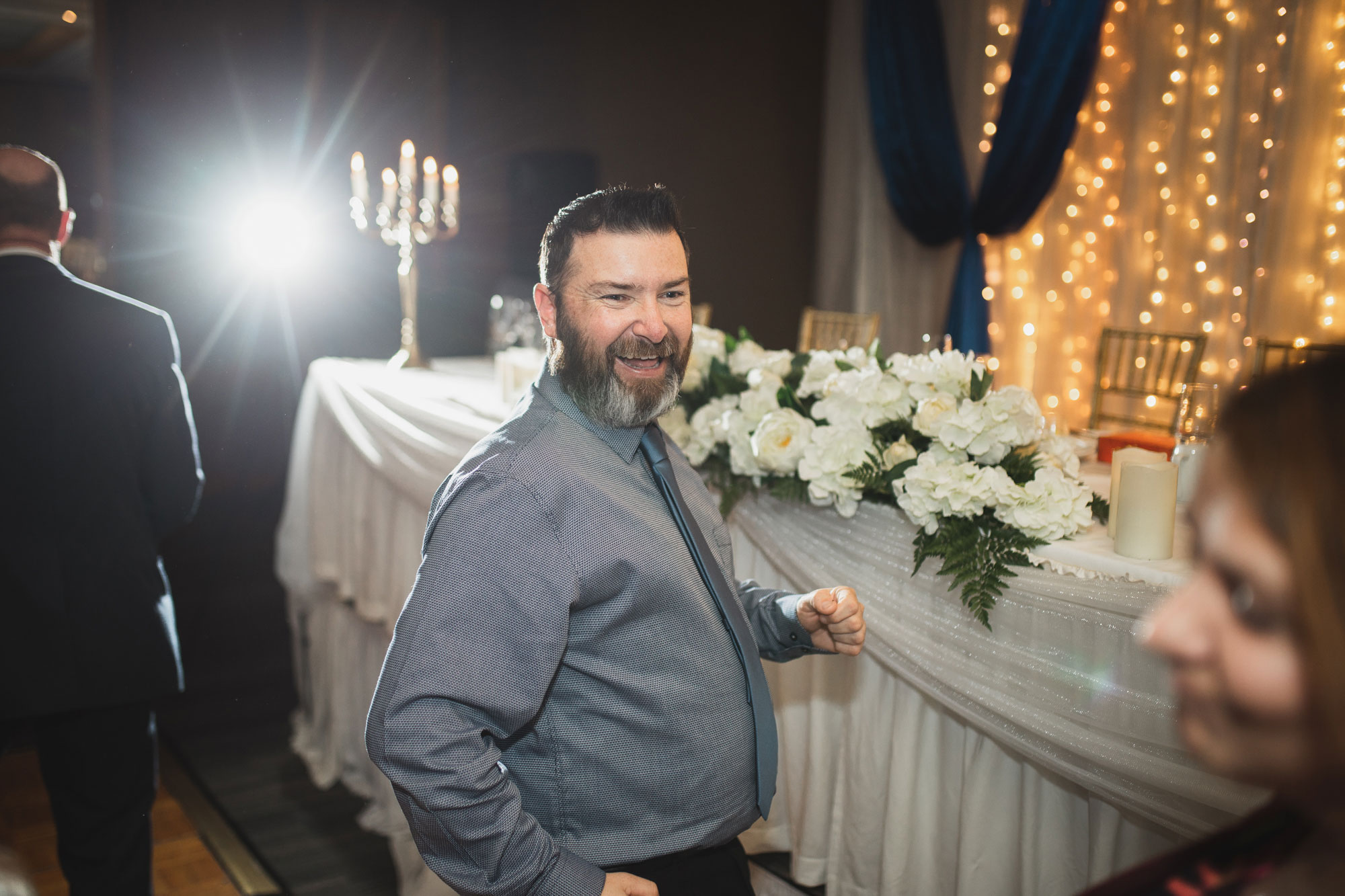 guests having fun at the wedding reception