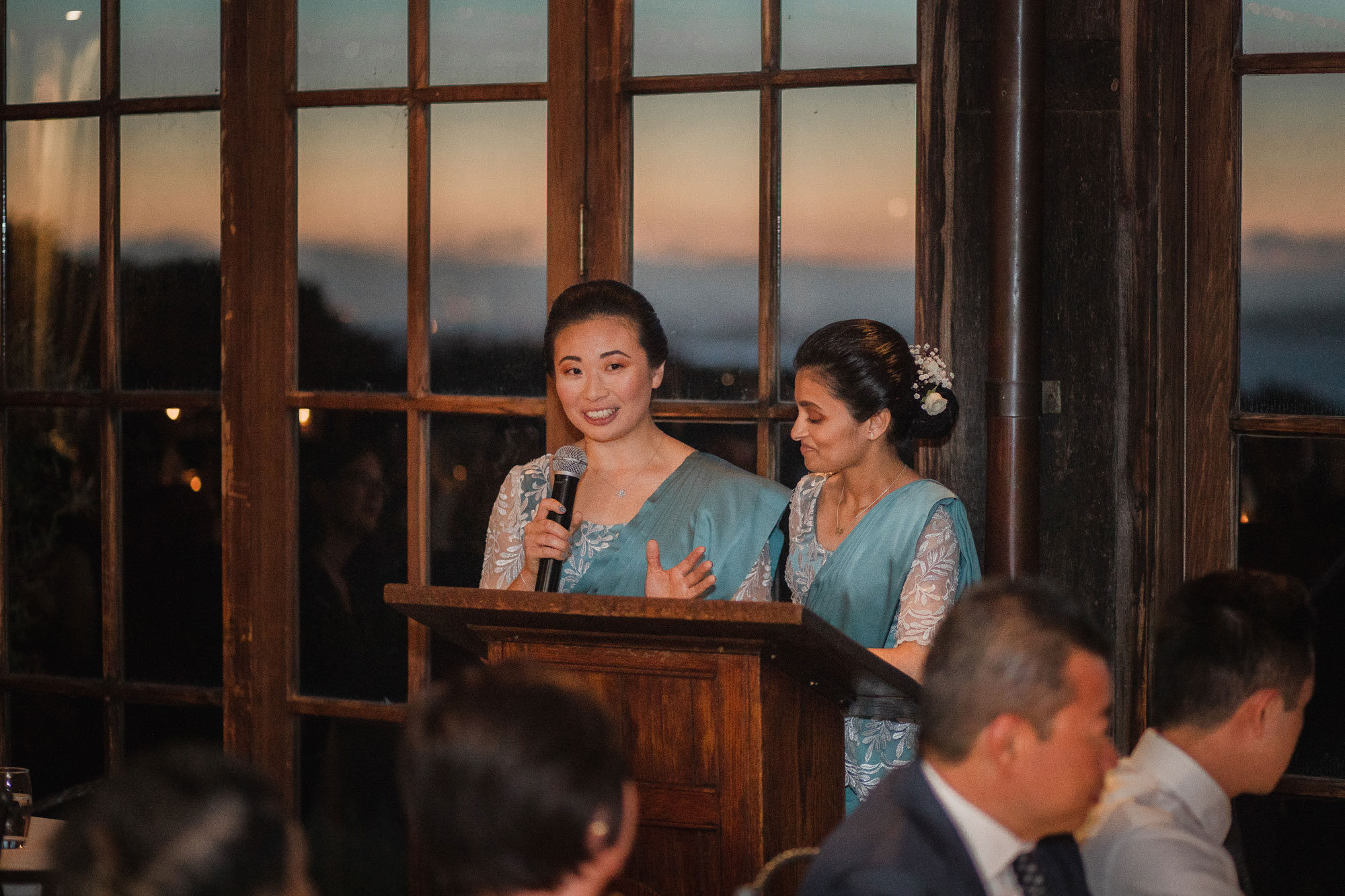 bridesmaids giving wedding speech