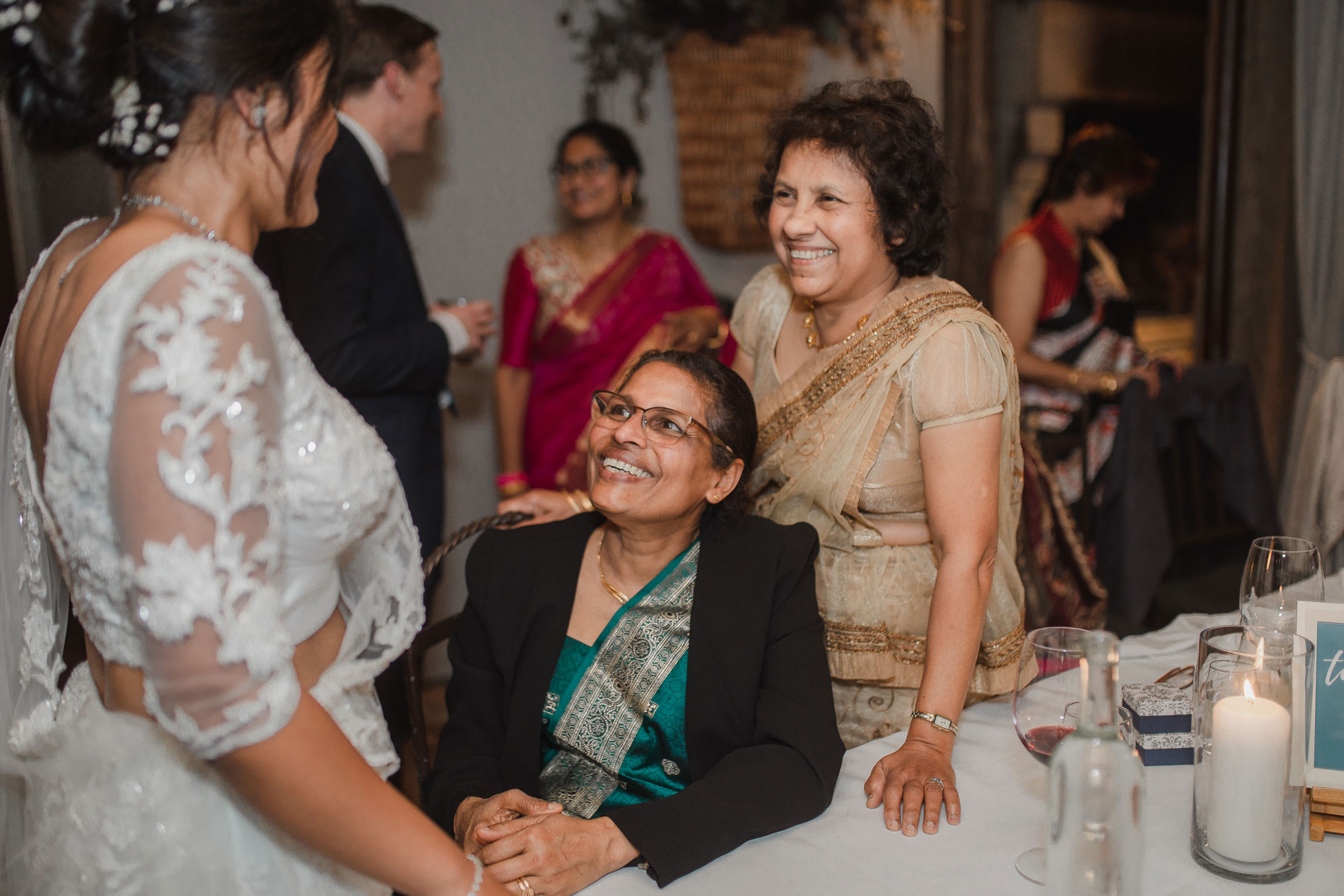 wedding guests and the bride