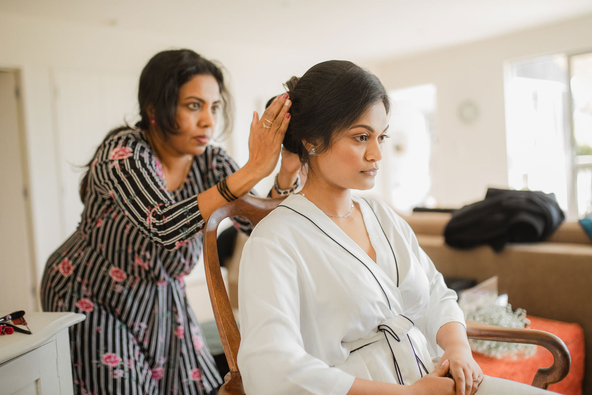 bride getting her hair done