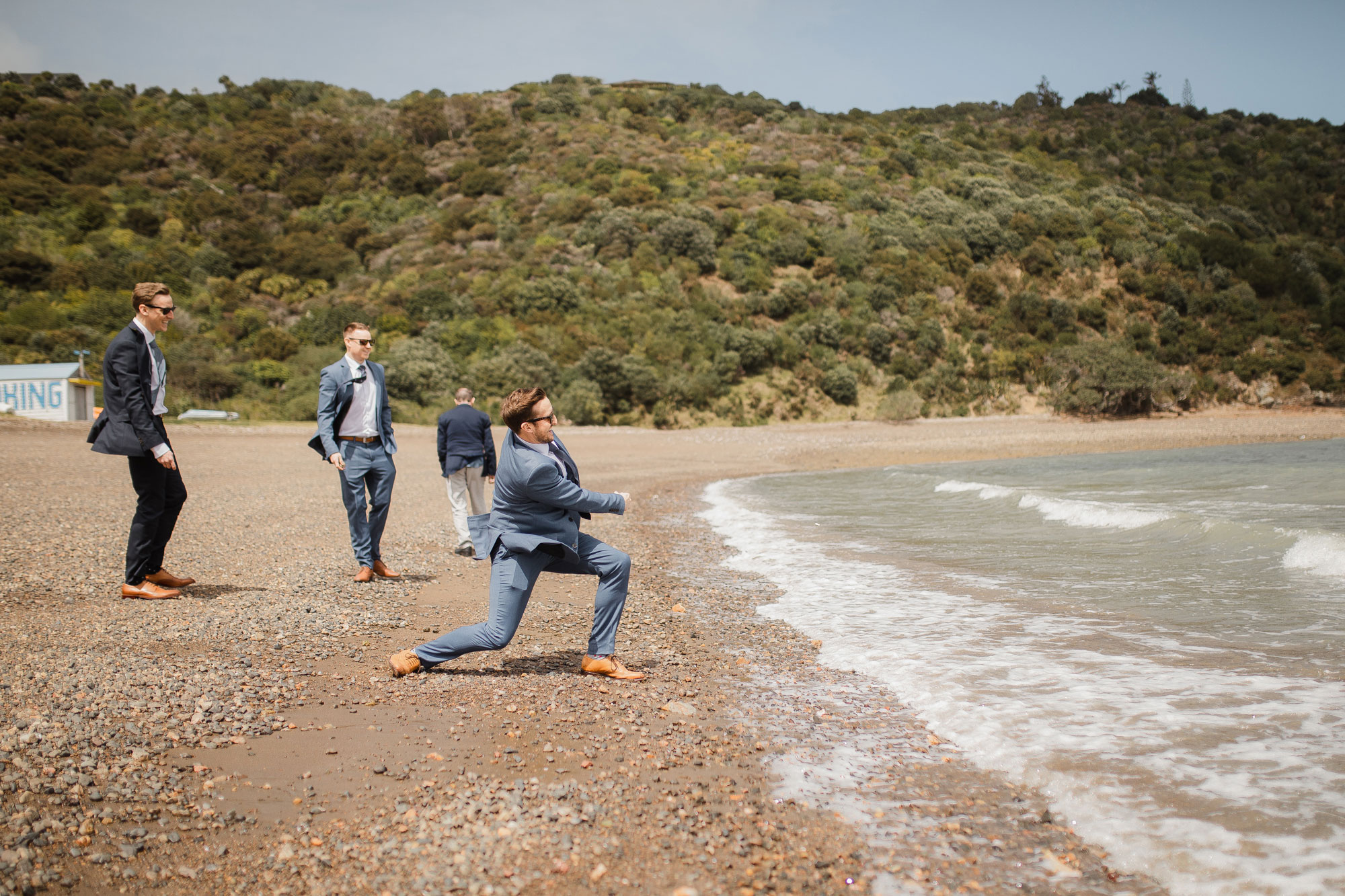 groom and the boys having fun at waiheke