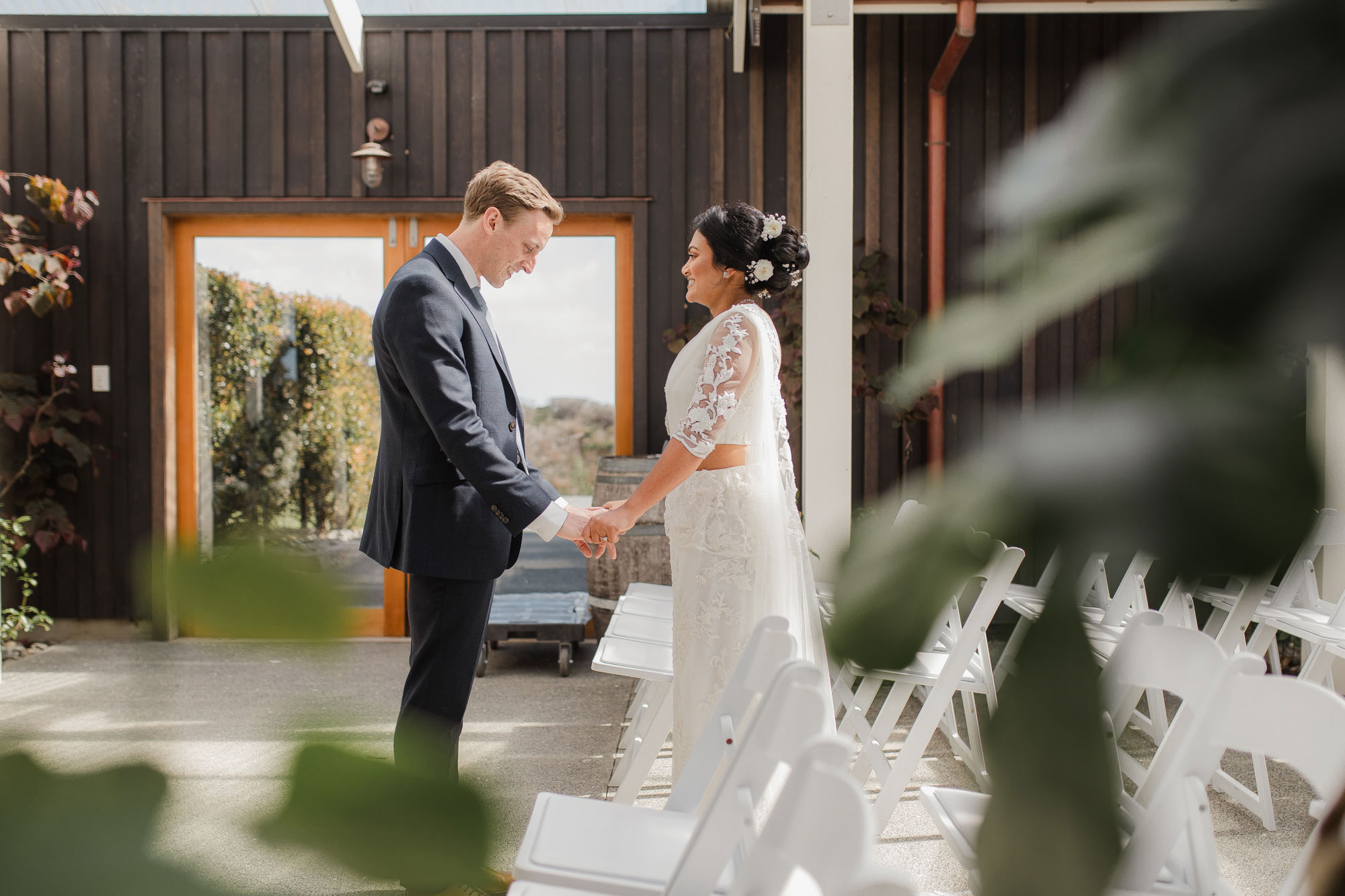 bride and groom private moment