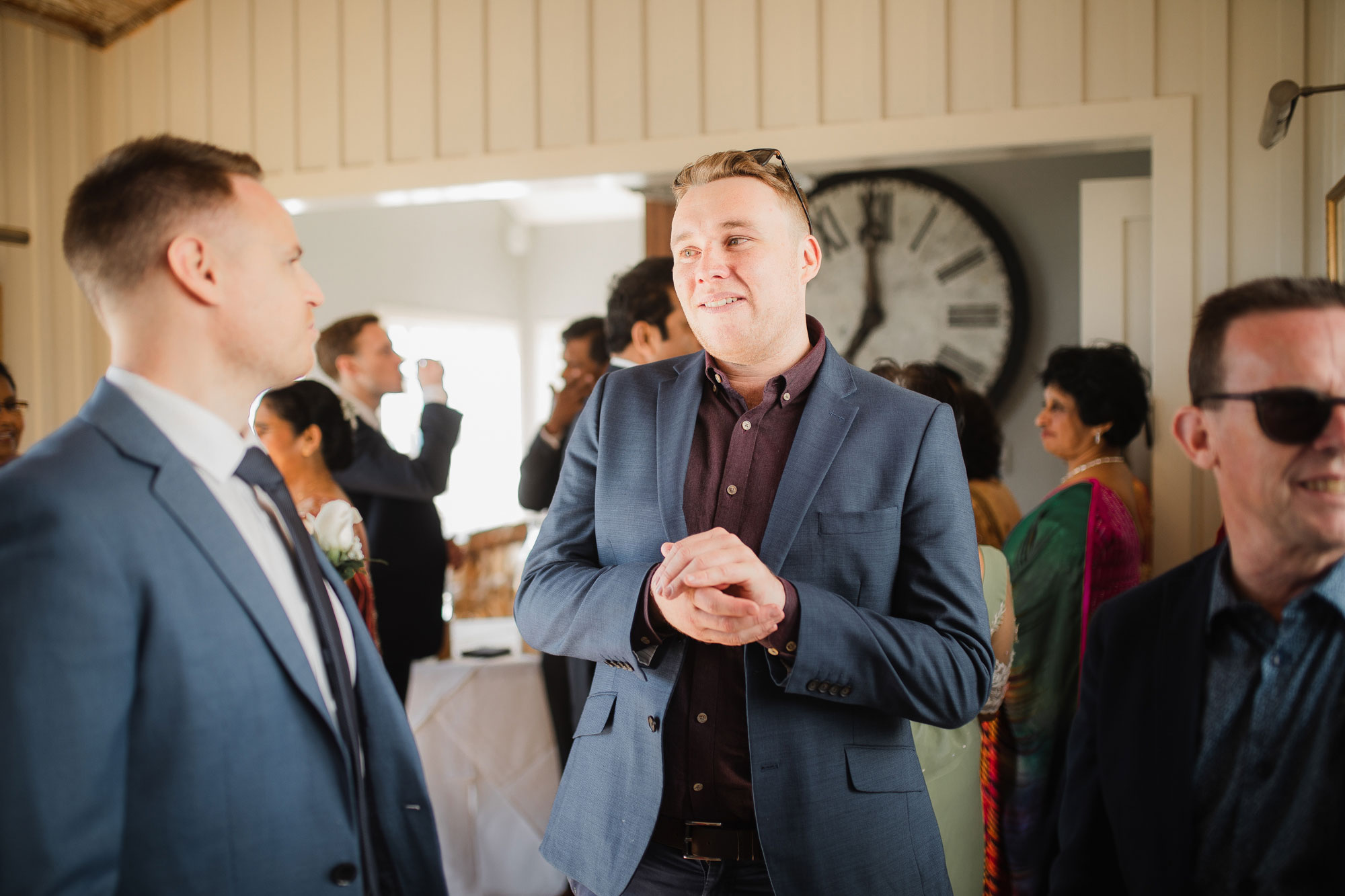 wedding guests having a good time