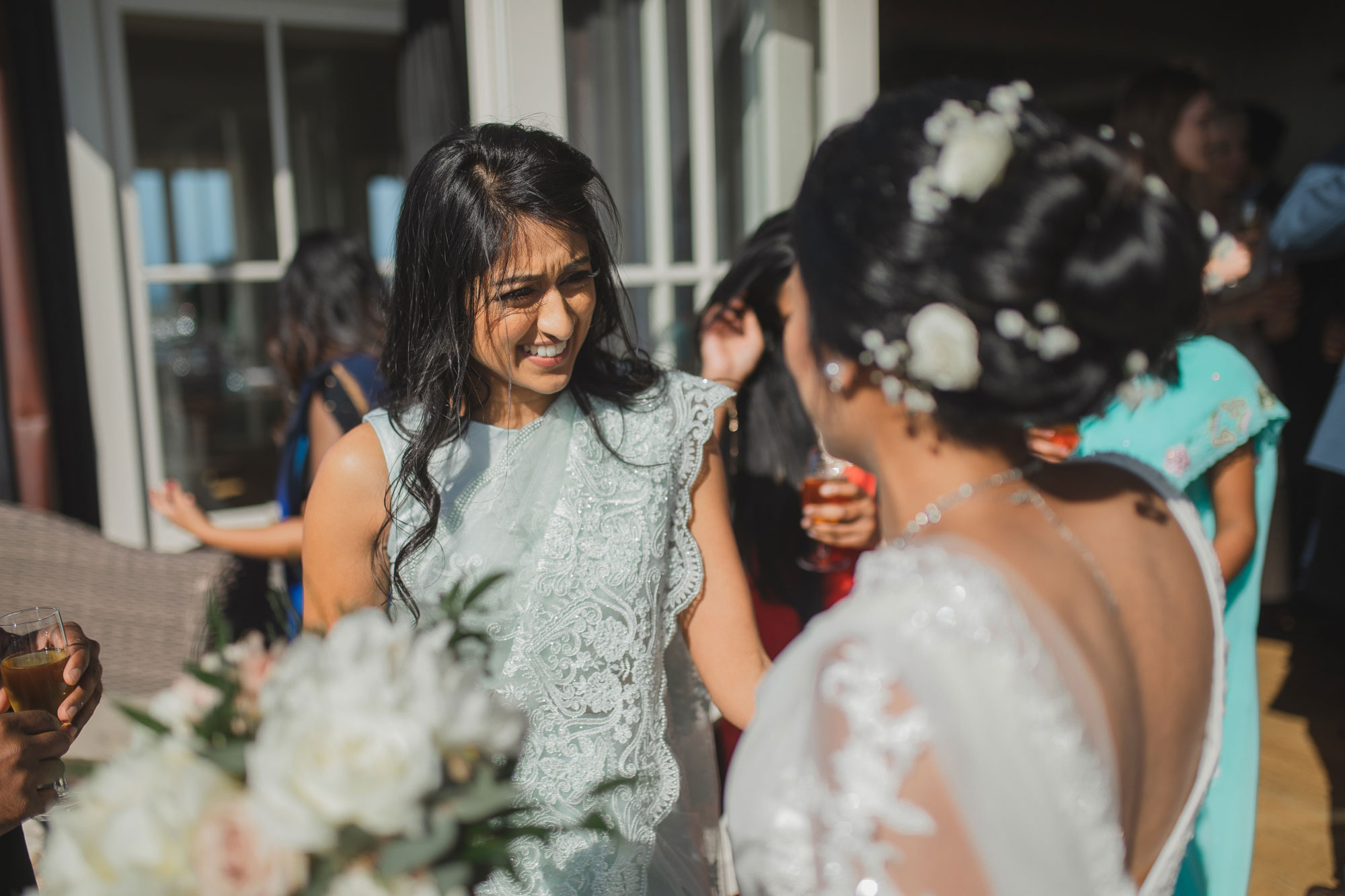 guests congratulating the bride