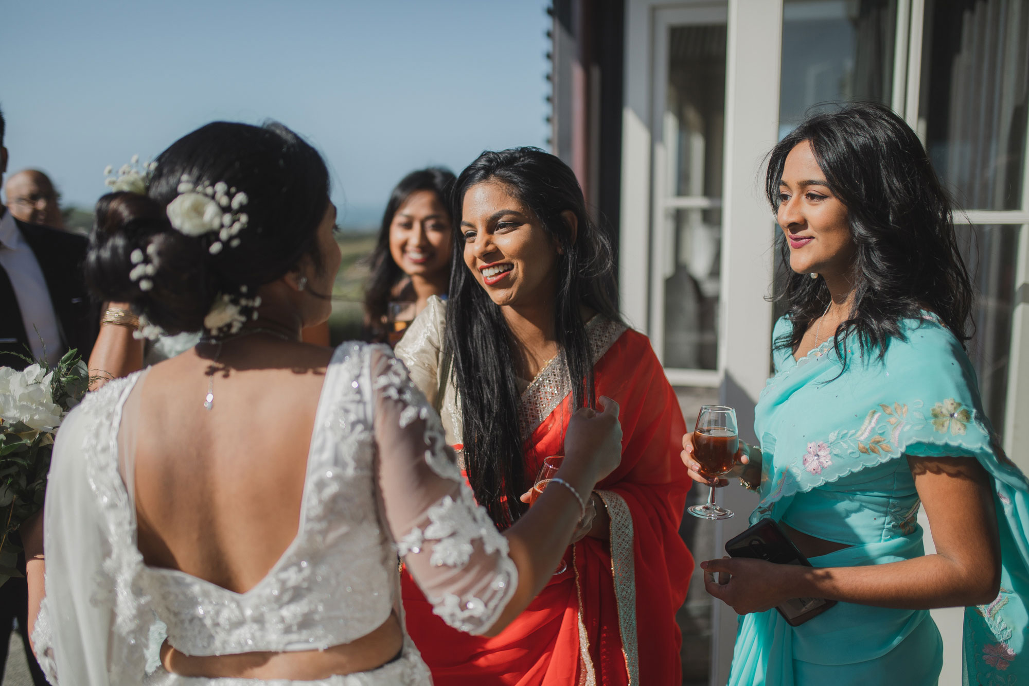 wedding guests and the bride