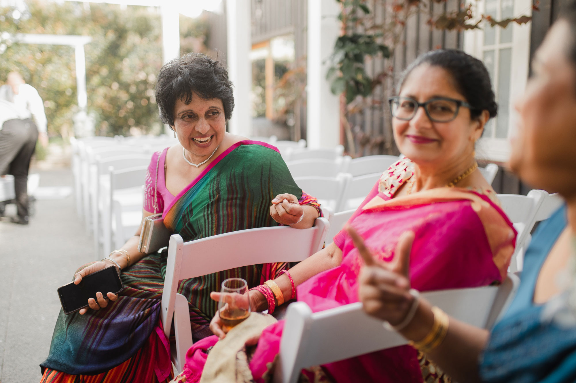 wedding guests enjoying a chat