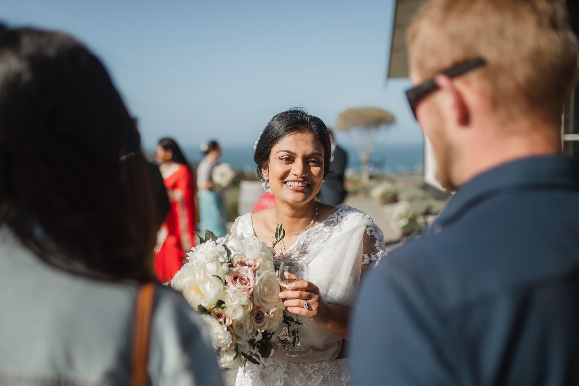 bride talking to guests