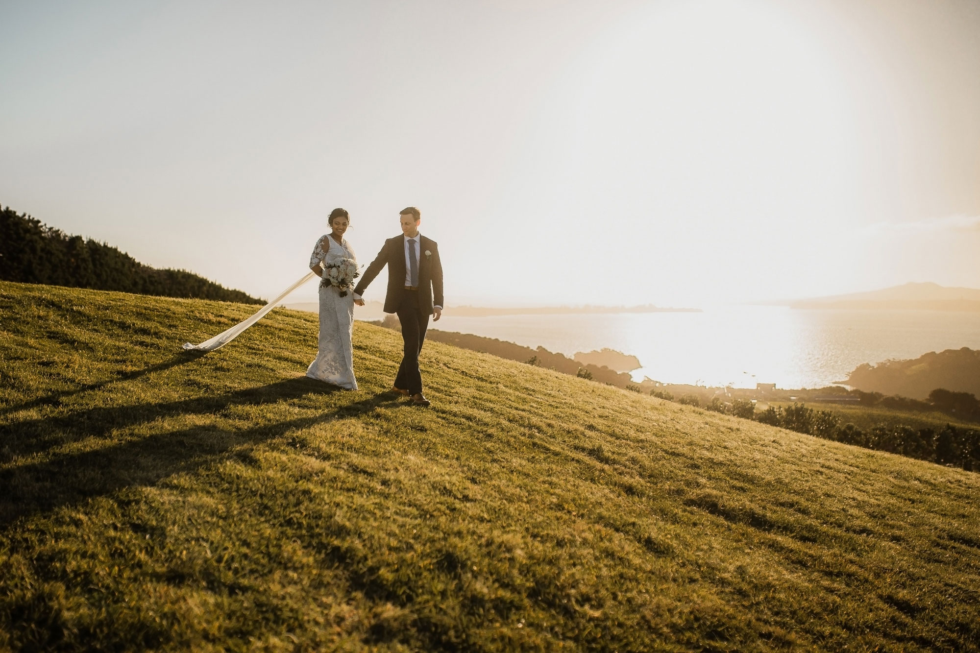 mudbrick vineyard sunset wedding photo