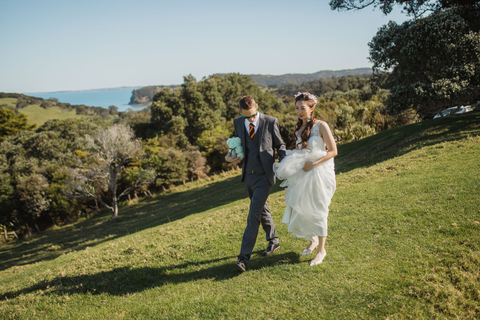 bride and groom alone