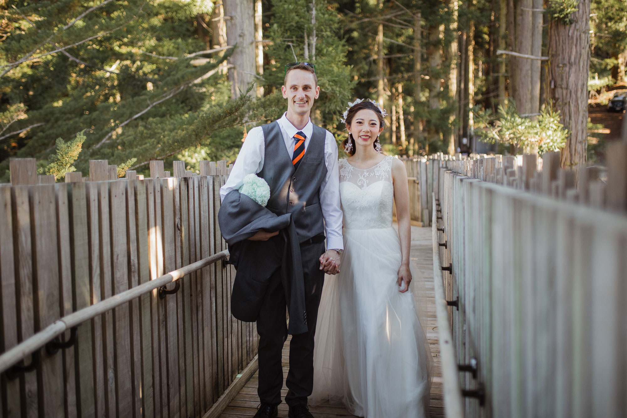 bride and groom looking