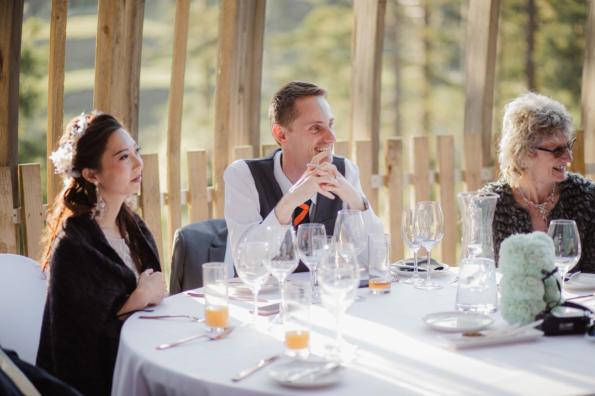 groom enjoying the speech