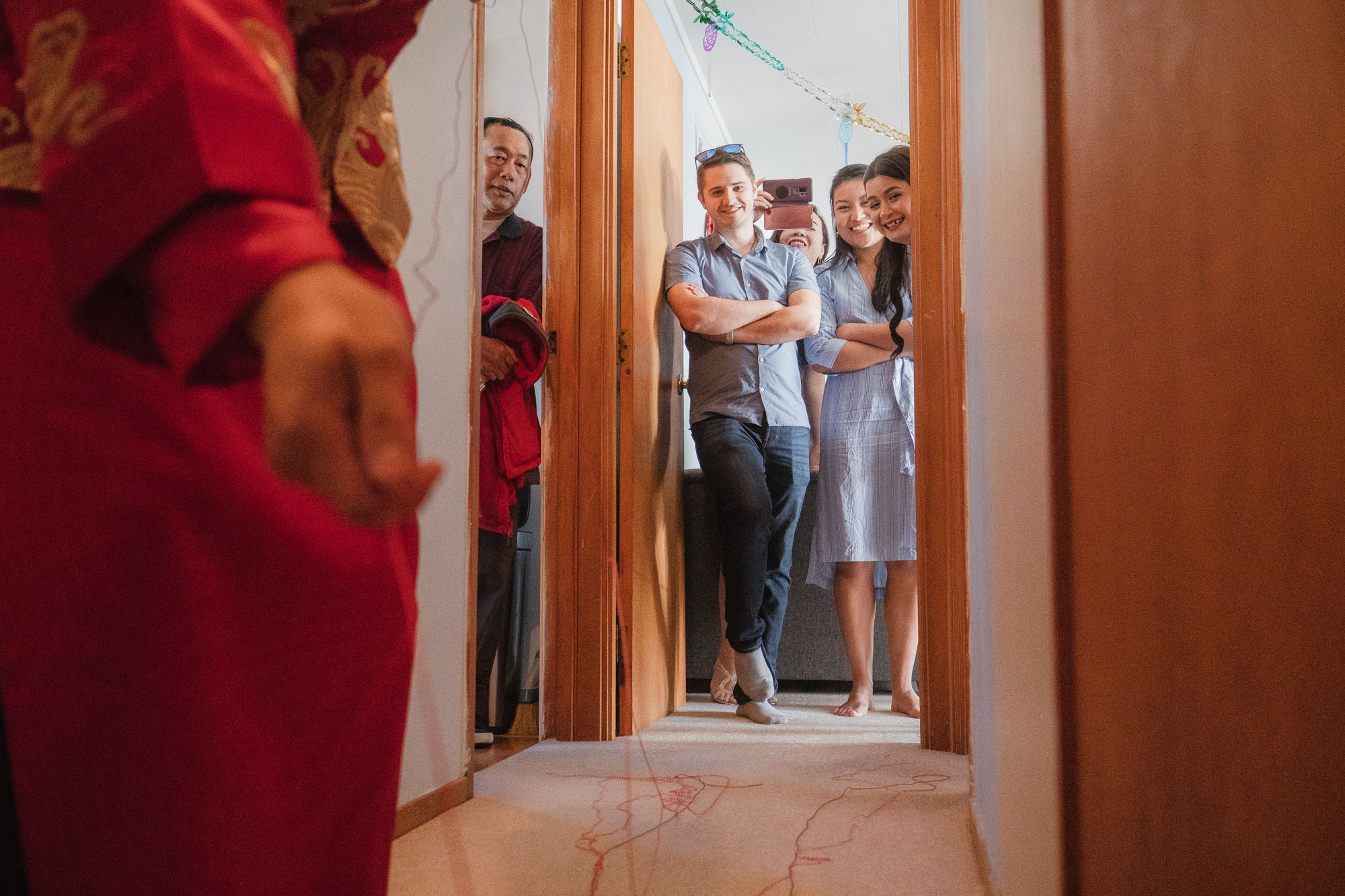 guests look on as groom plays game