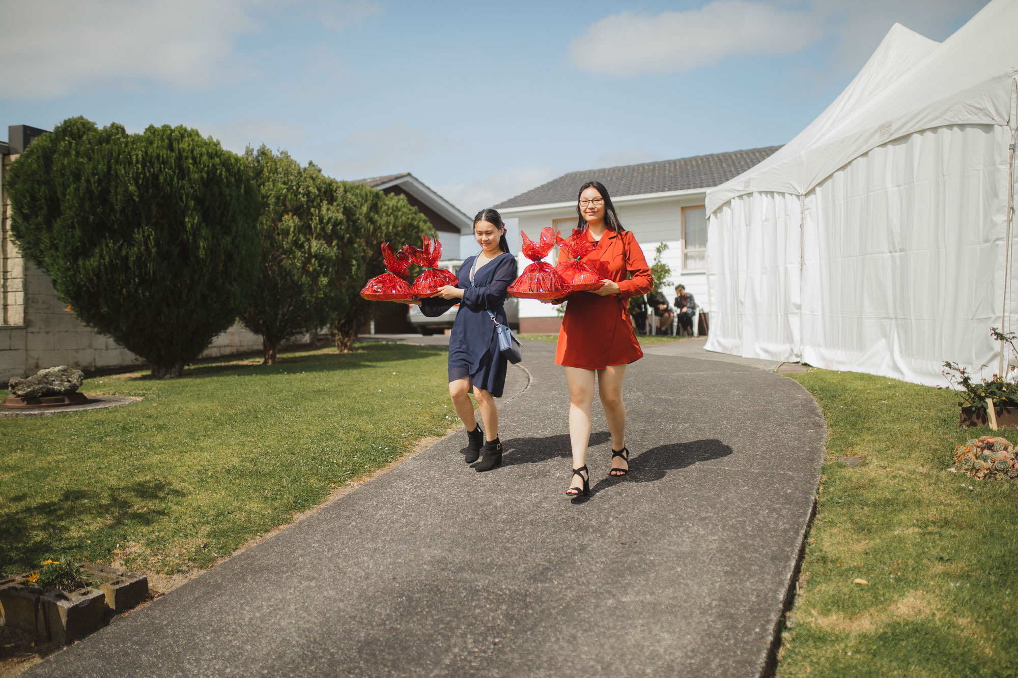 groom's siblings walking