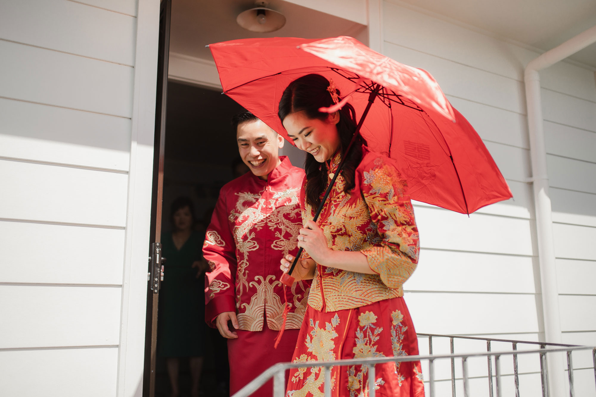 bride leaving her house