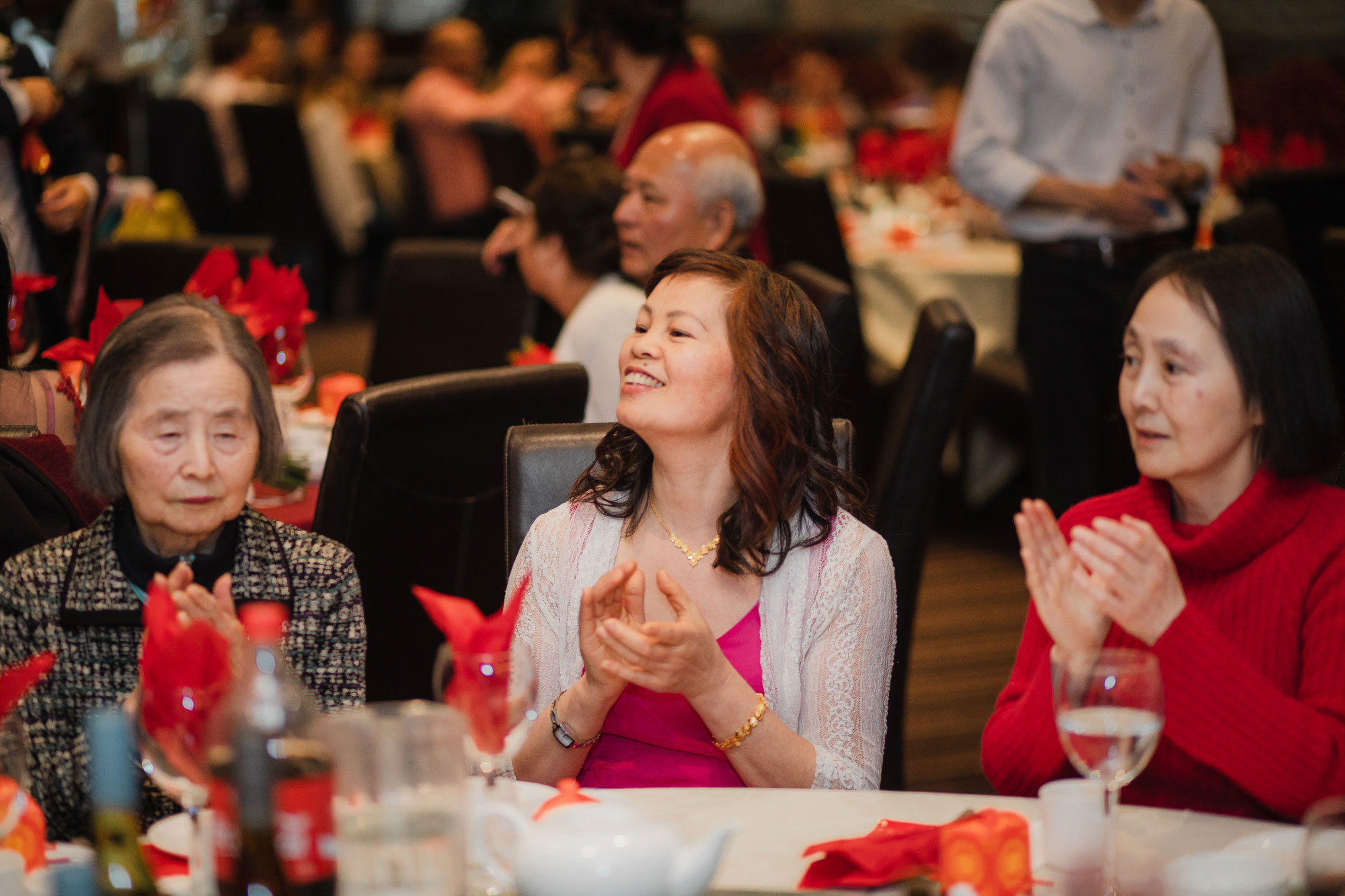 wedding guests clapping