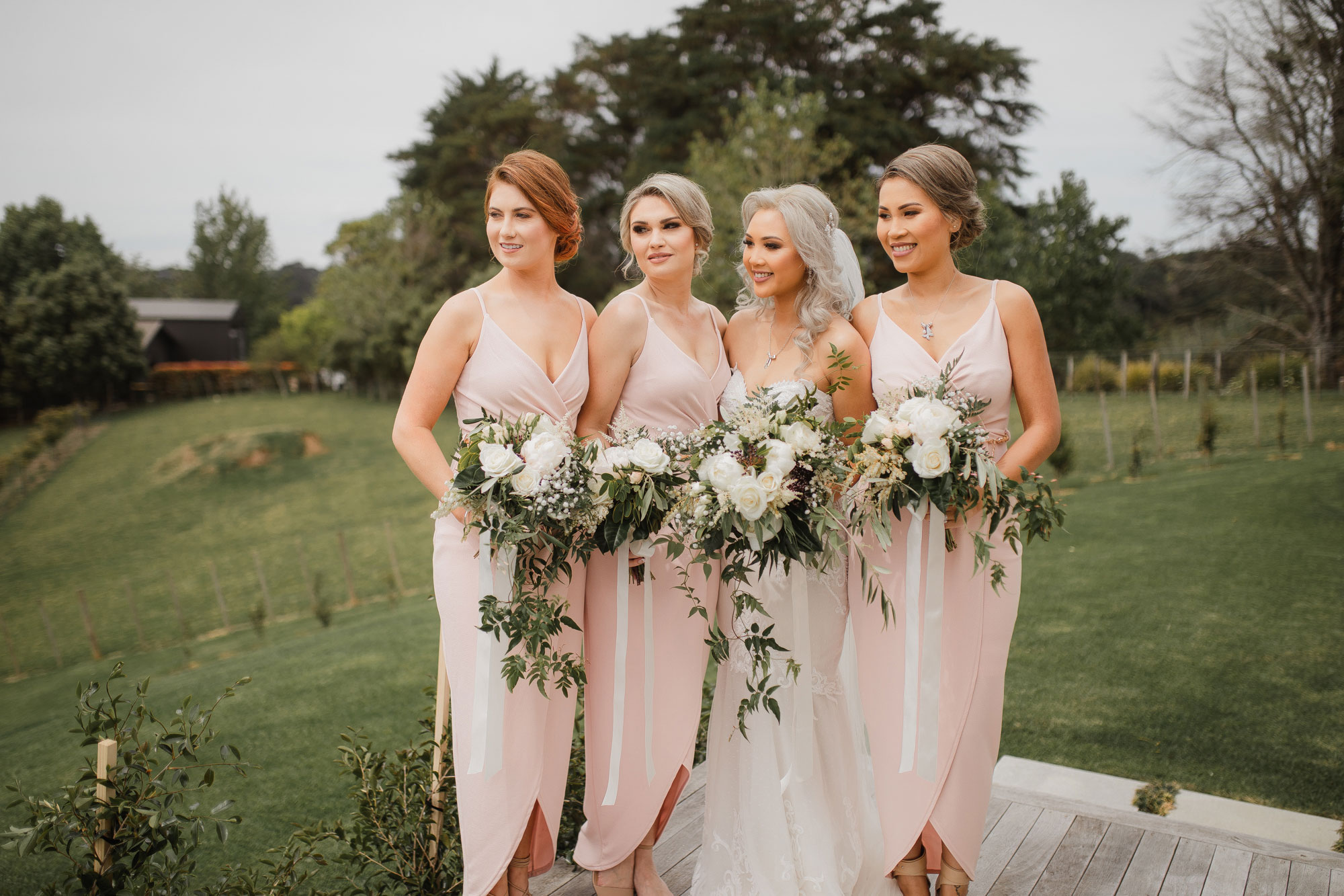 bridal party all dressed up