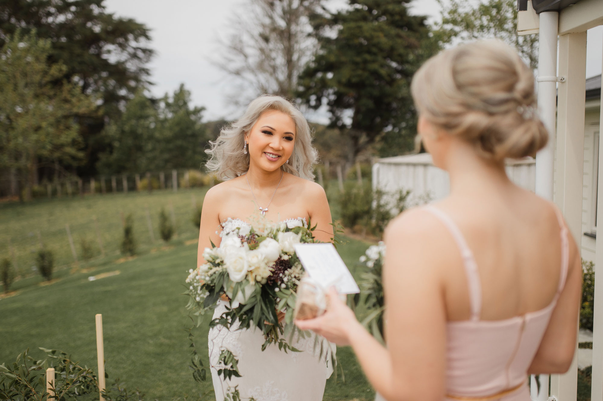 bride receiving wedding gift