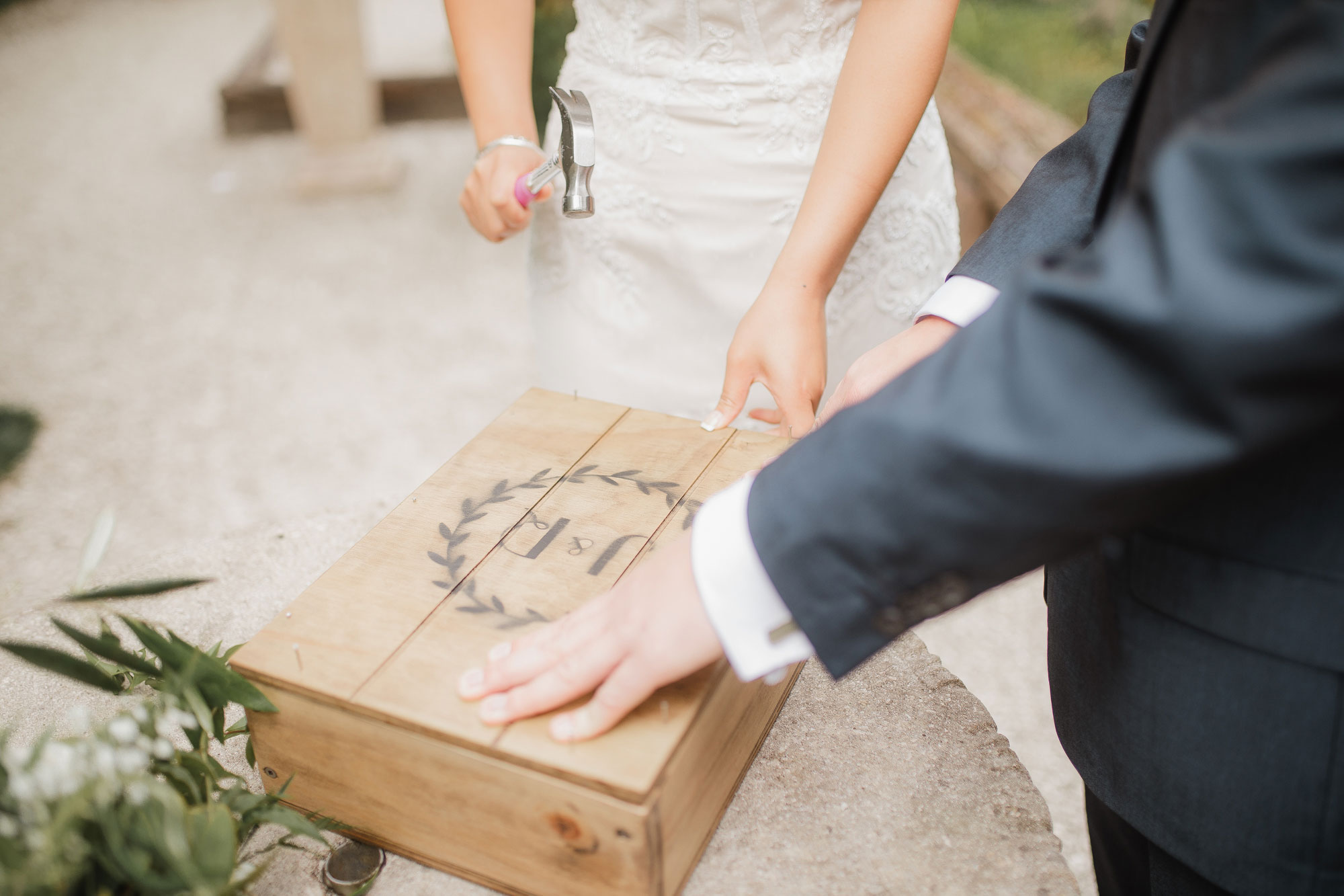 bride preparing wedding time capsule