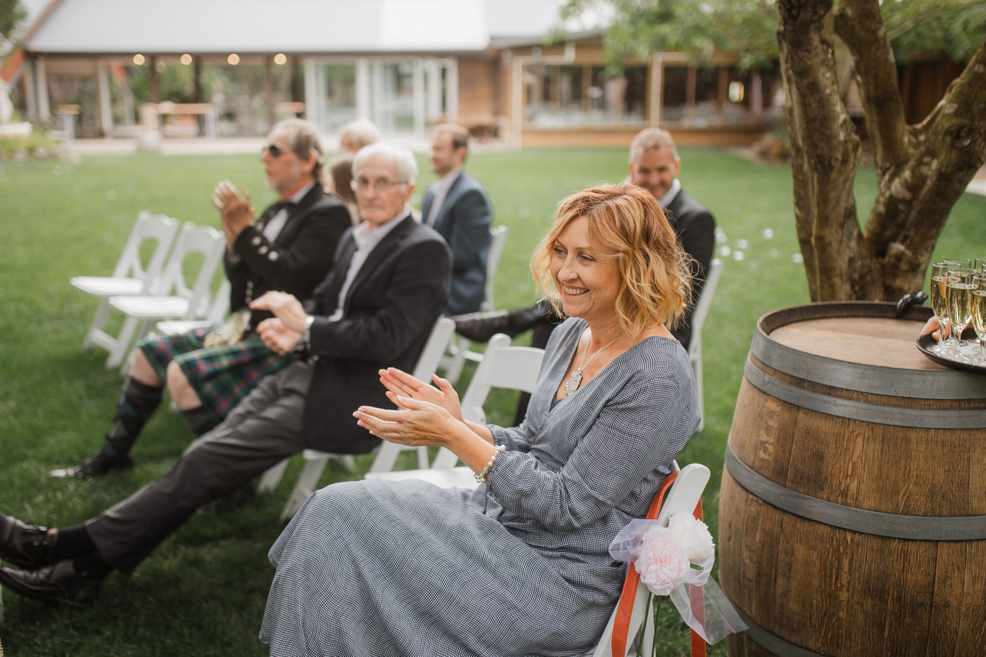 wedding guests applauding