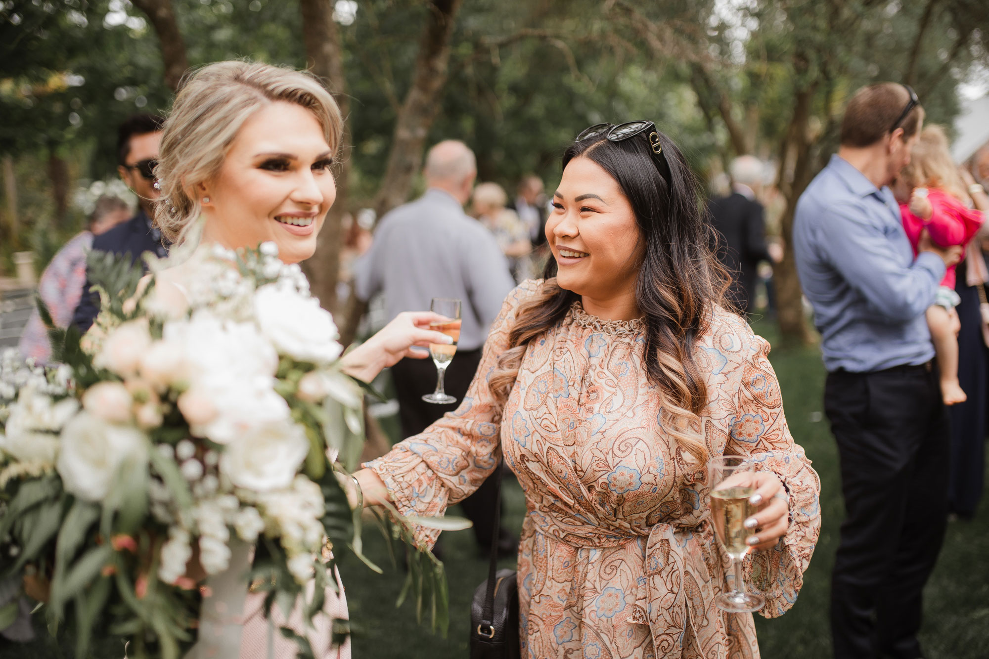 guests chatting at auckland wedding