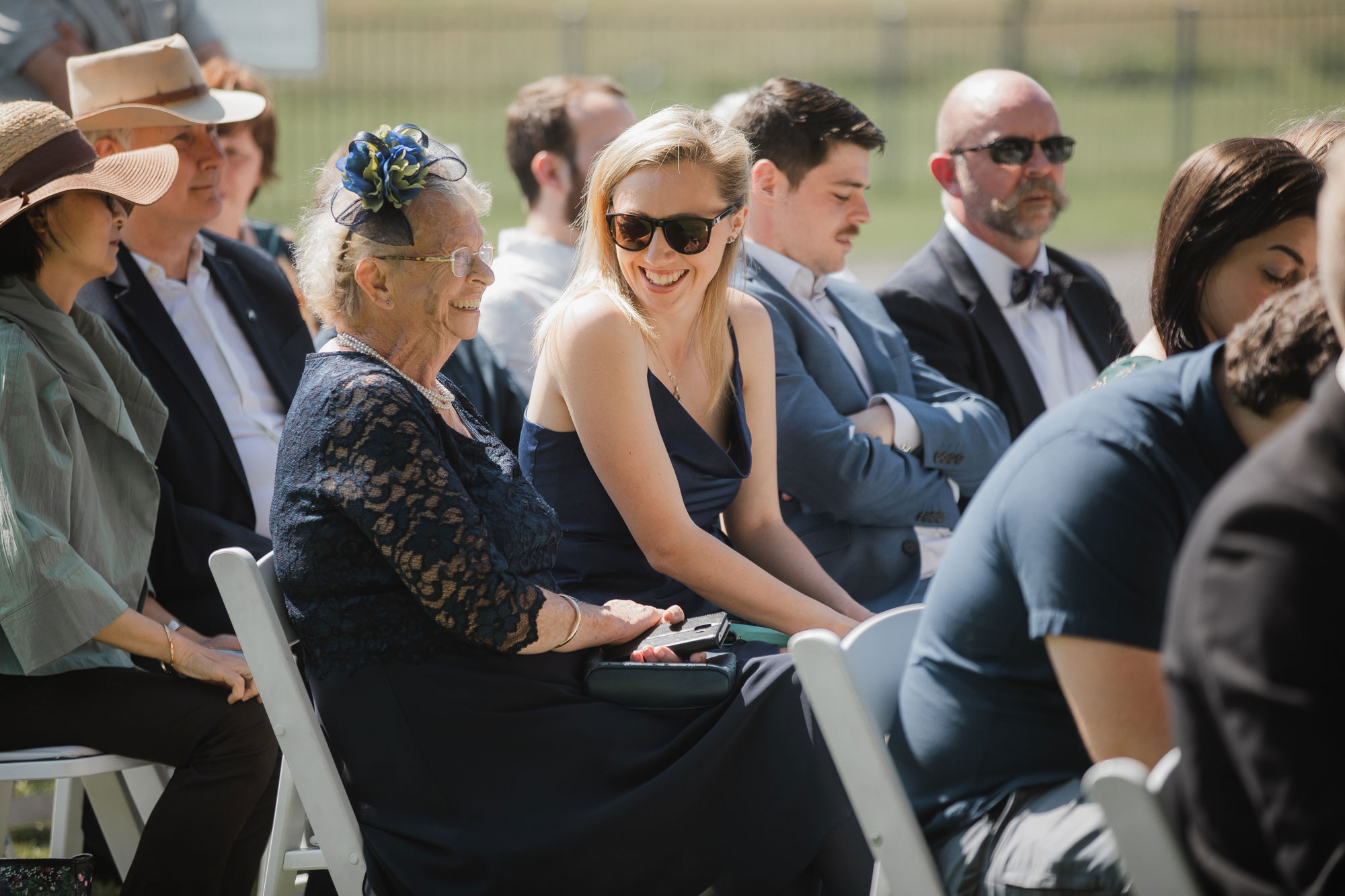 wedding guests chatting