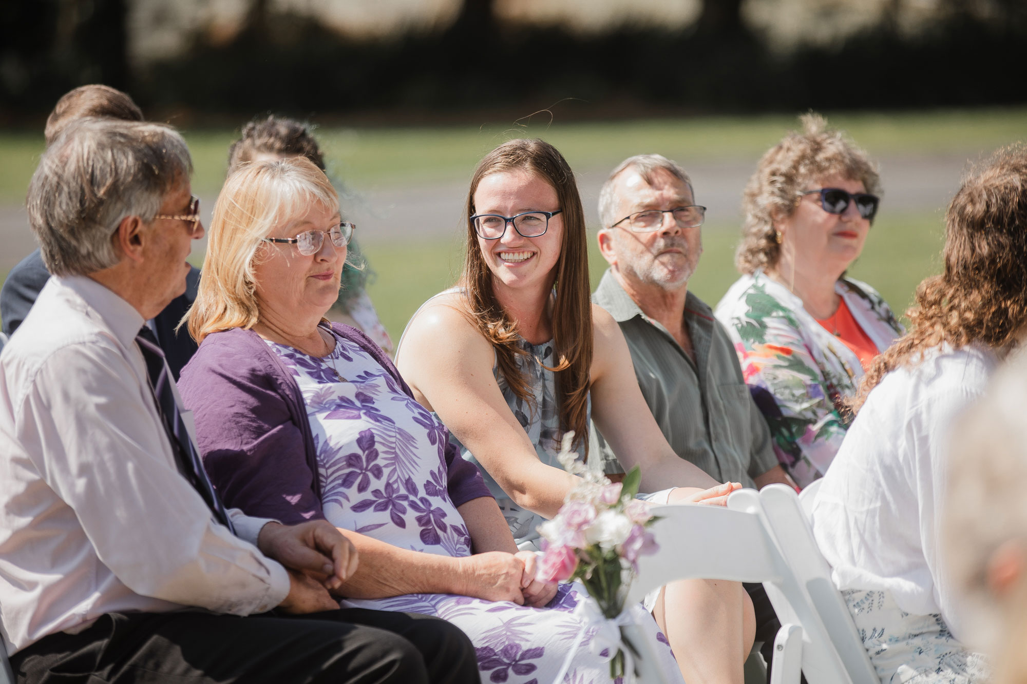 wedding guests smiling