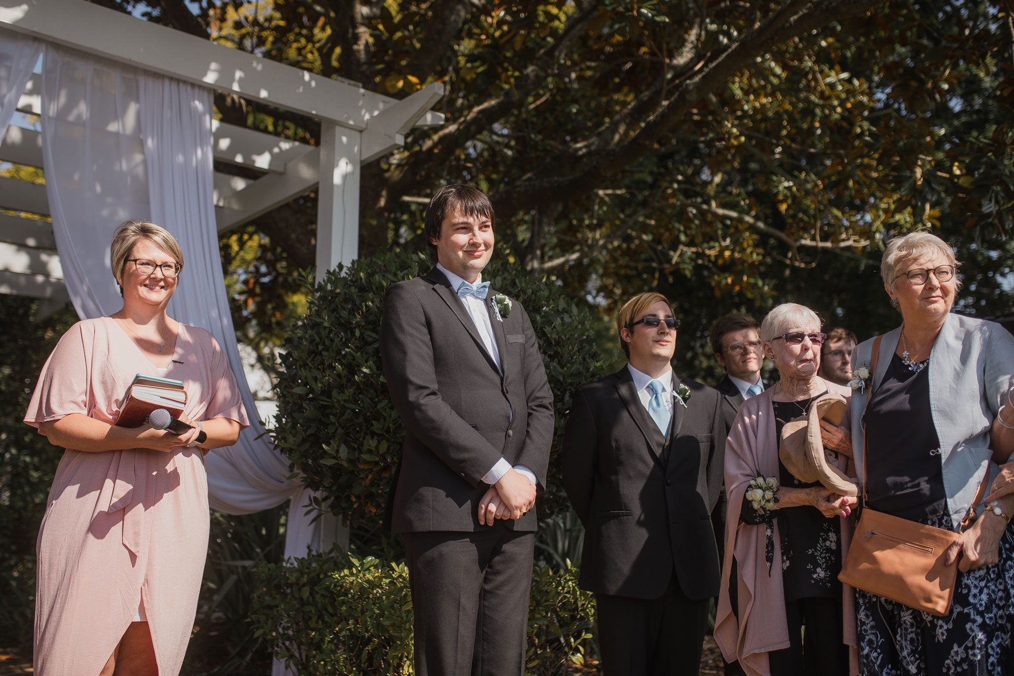 groom looking at bride