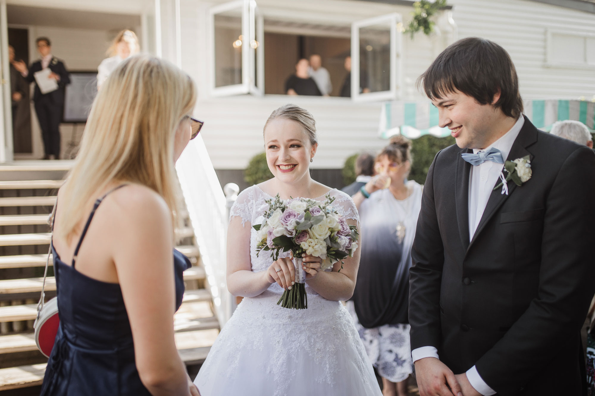 bride chatting with friends