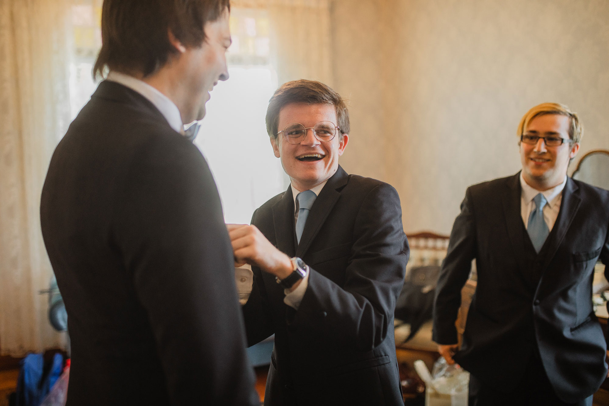 groomsmen having fun