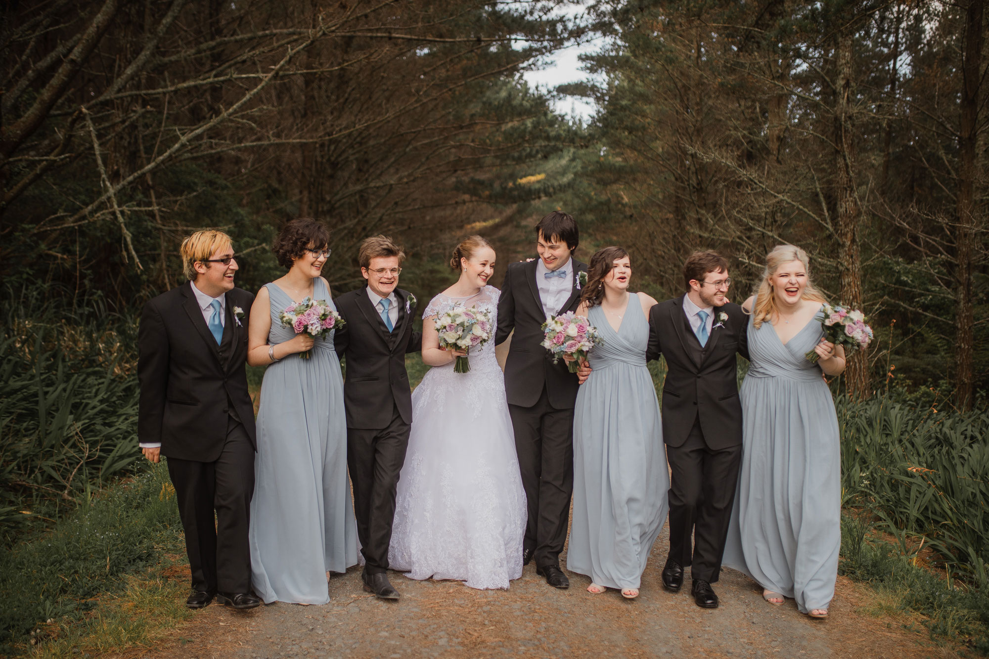 bridal party having fun