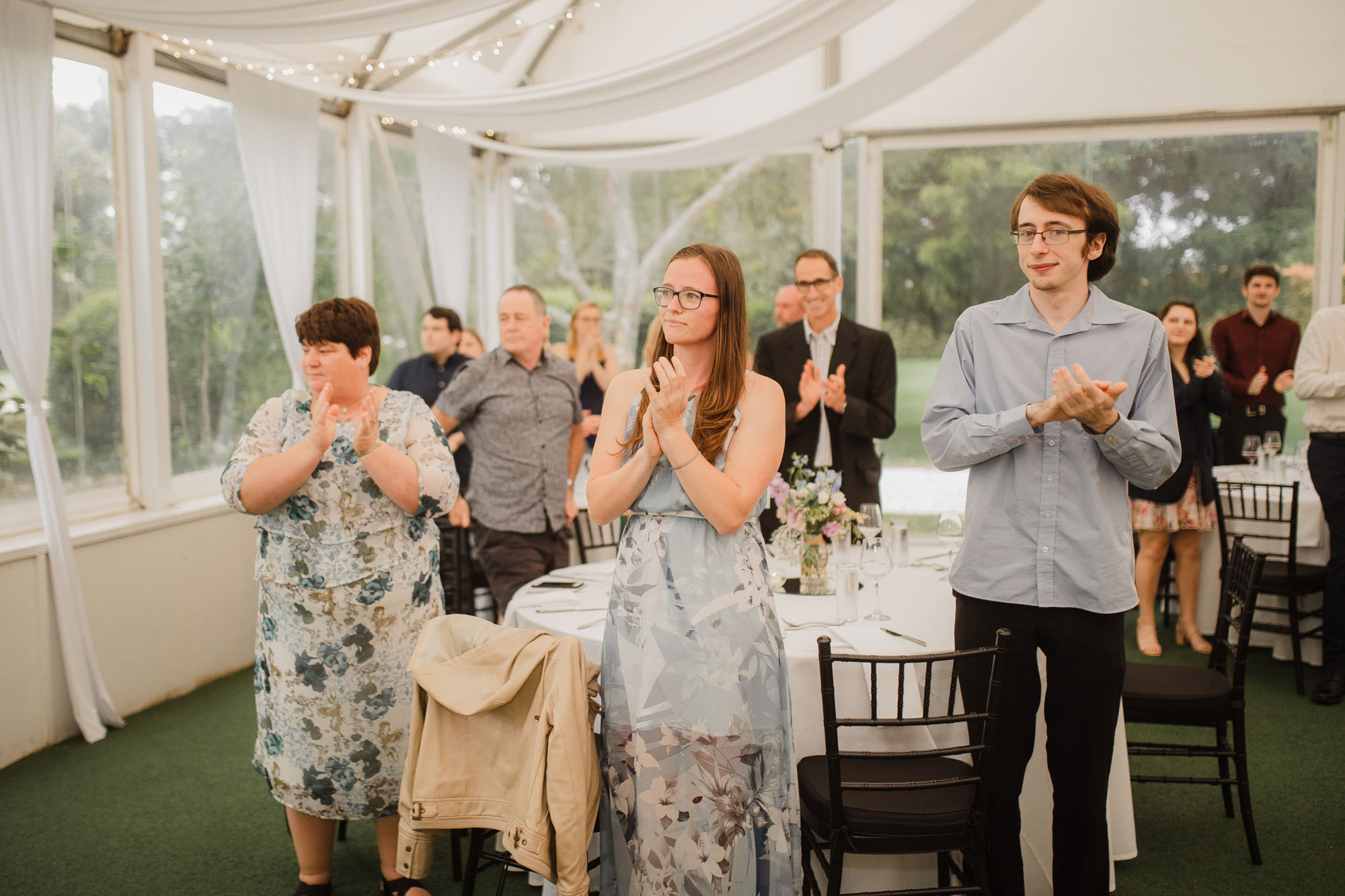 wedding guests cheering