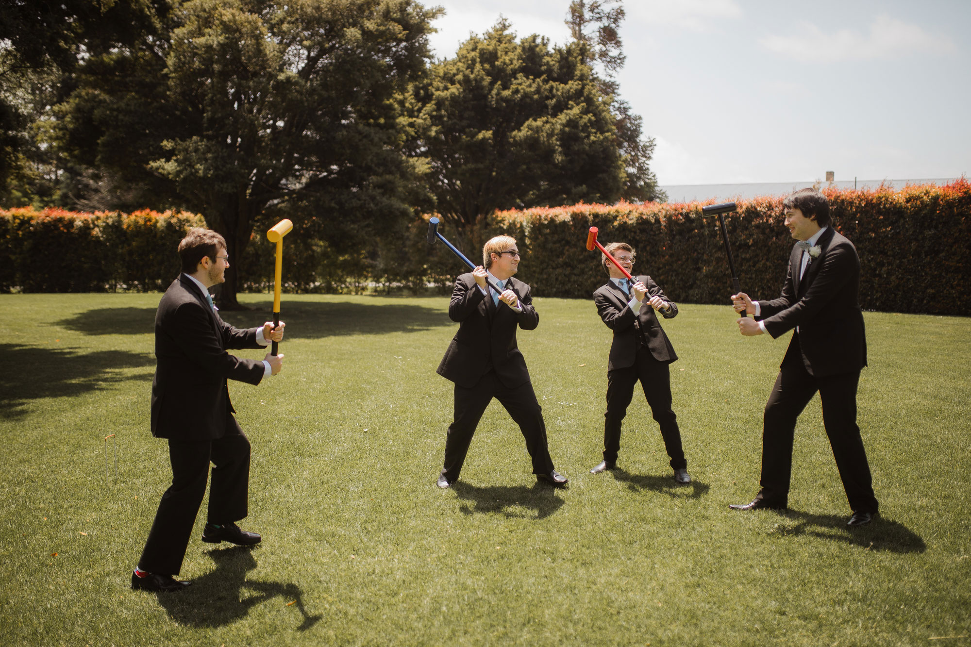 groomsmen having a good time