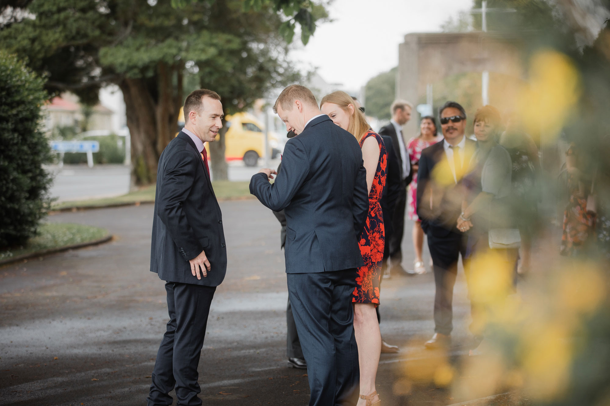 groom and guests talking