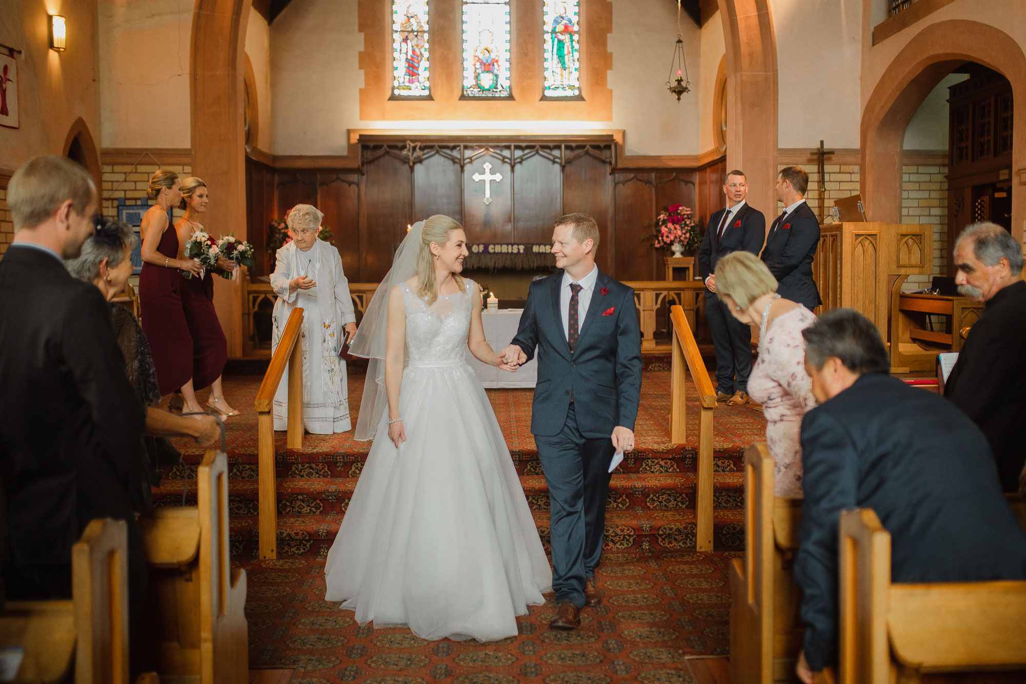 bride and groom recessional