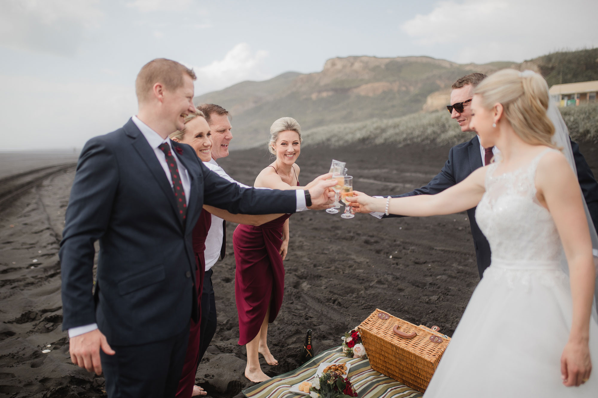 wedding party on the beach