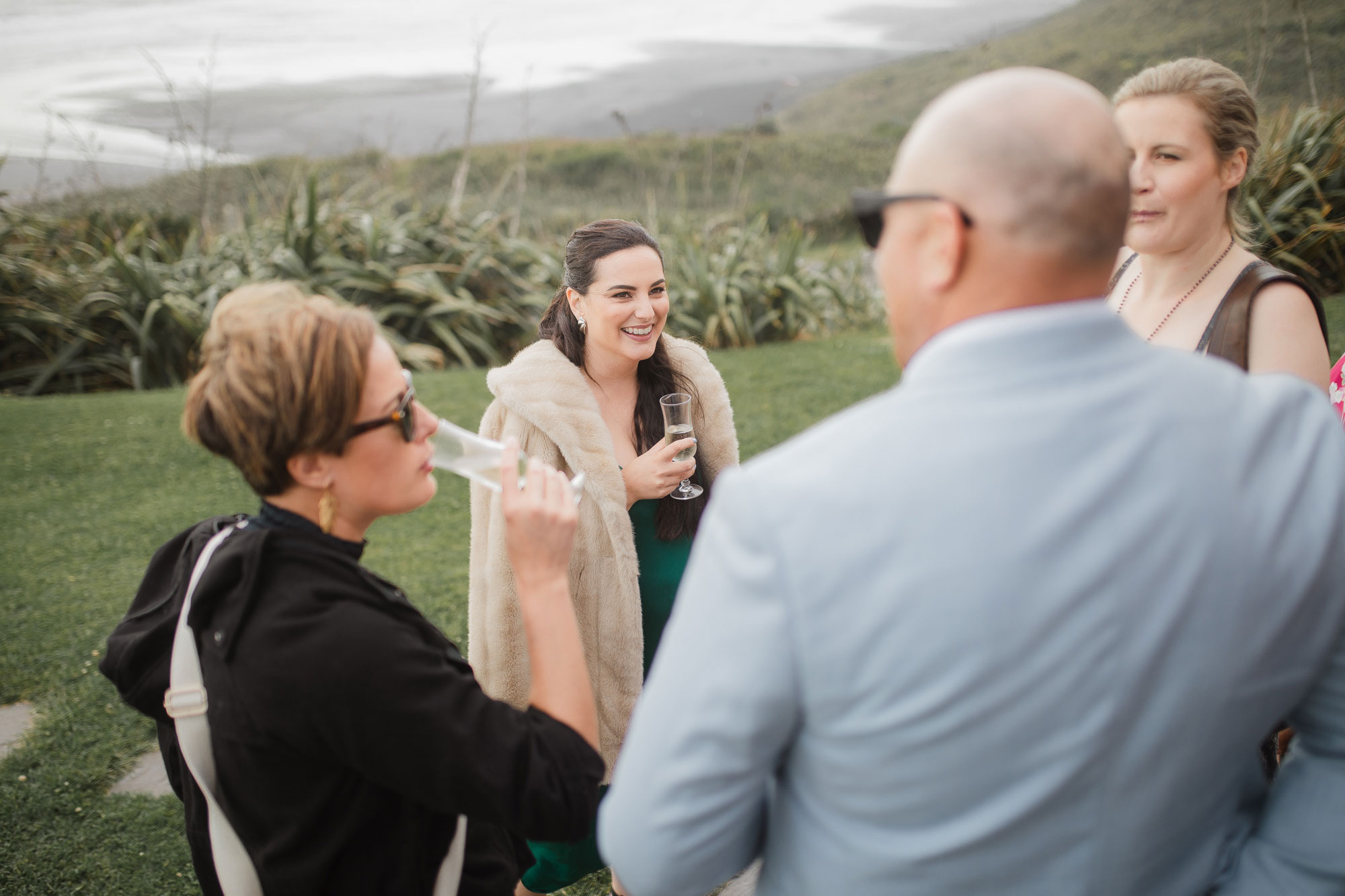 wedding guests having a good time