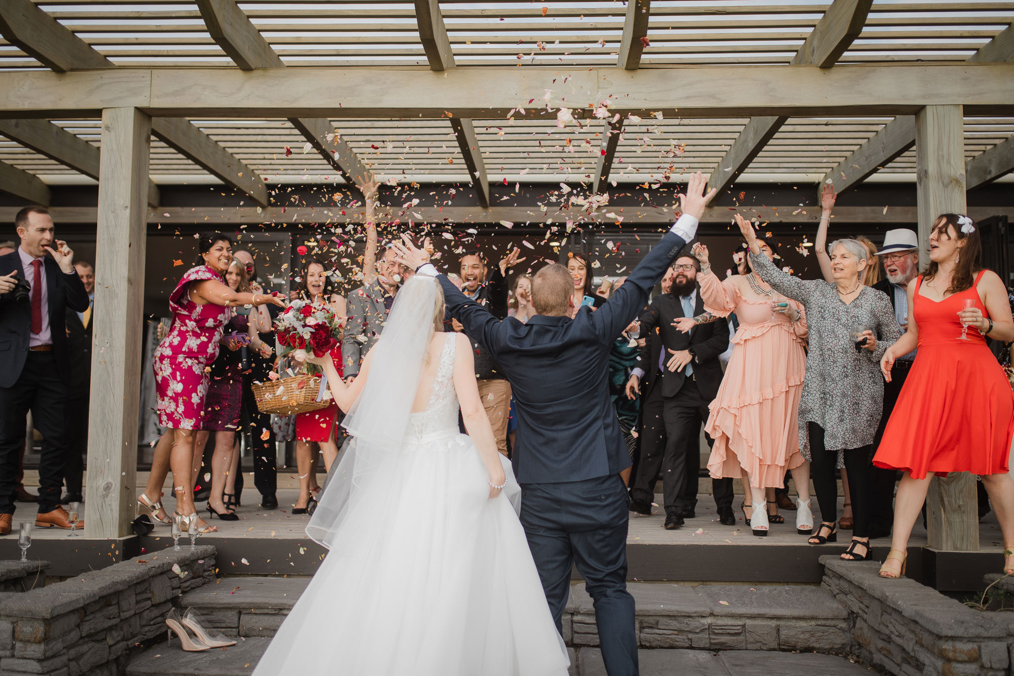 guests welcoming bride and groom