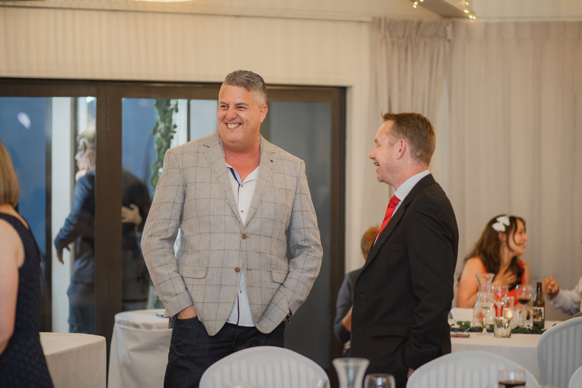 wedding guests smiling