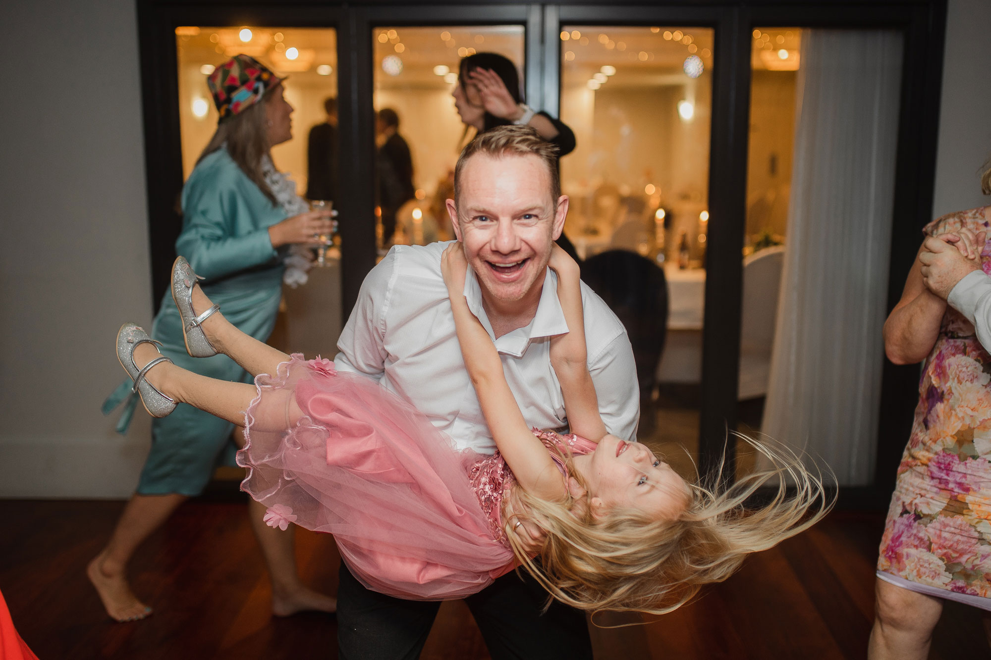 wedding guests dancing