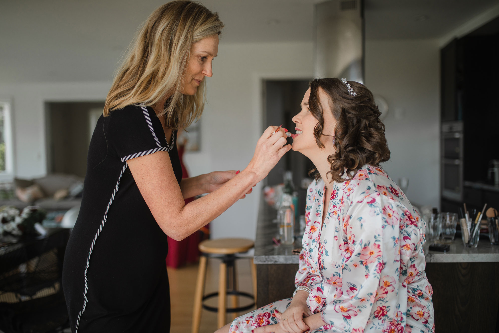 bride getting ready on wedding day