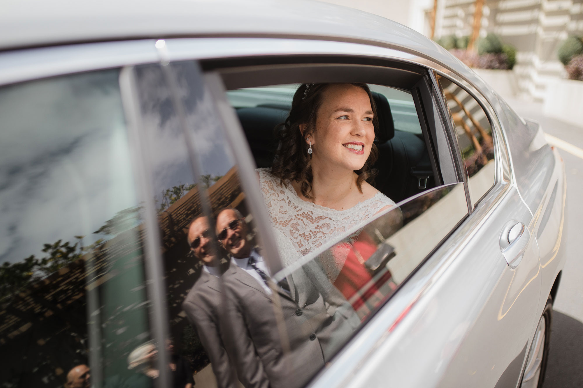 bride arriving at wedding venue