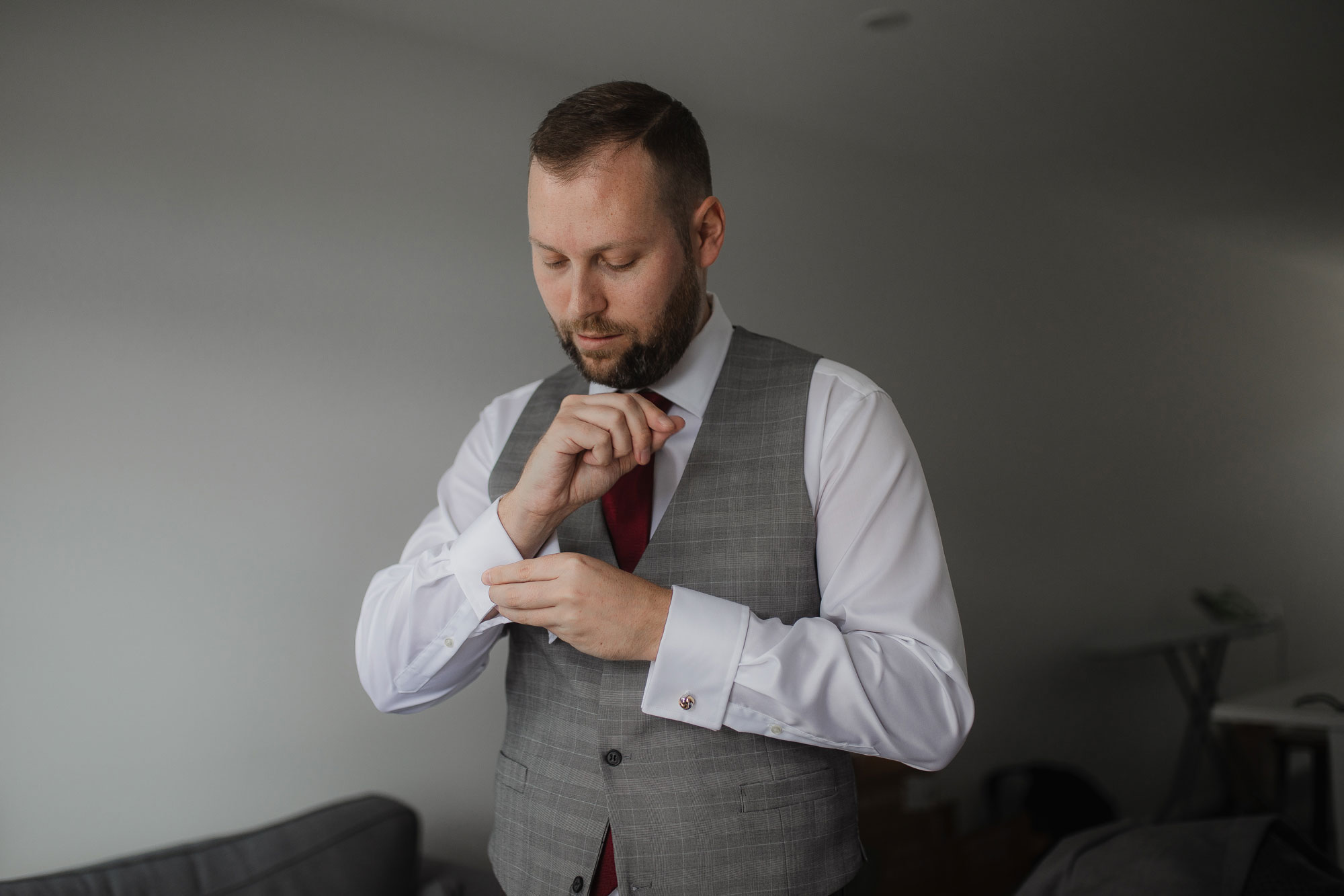 groom getting ready in the morning