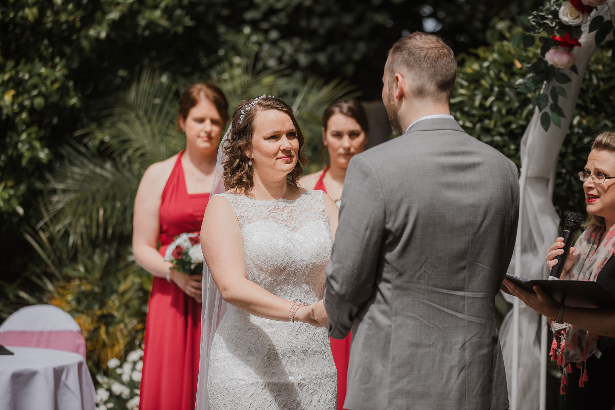 bride looking at the groom